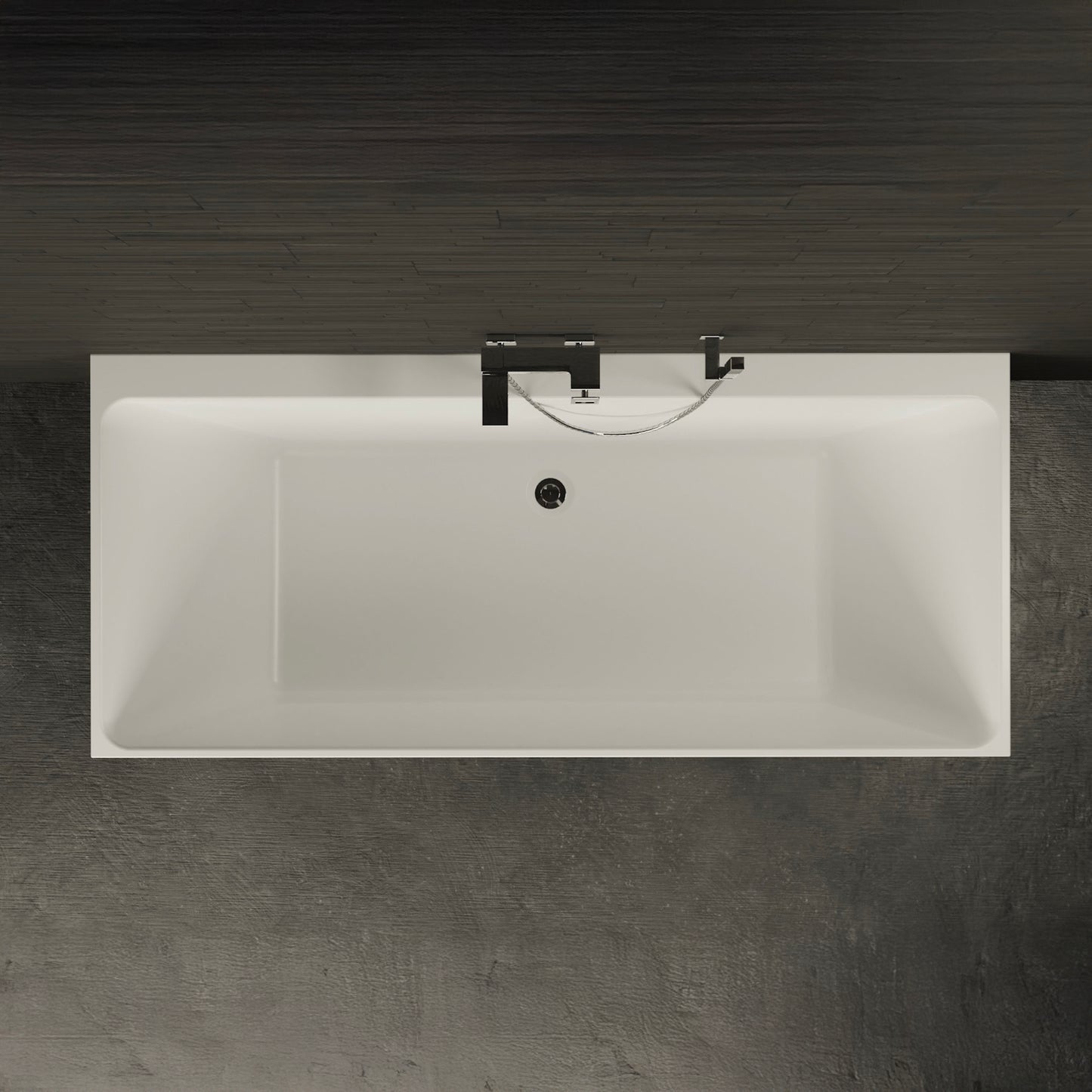 Baignoire semi-îlot murale rectangulaire noire 170 cm Cobalt / Rectangular back to wall half-freestanding black bathtub 170 cm Cobalt / Bañera semi-exenta mural negro 170 cm Cobalt / Vasca freestanding a parete destra nera 170 cm Cobalt / Rechthoekig vrijstaand bad zwart 170 cm Cobalt