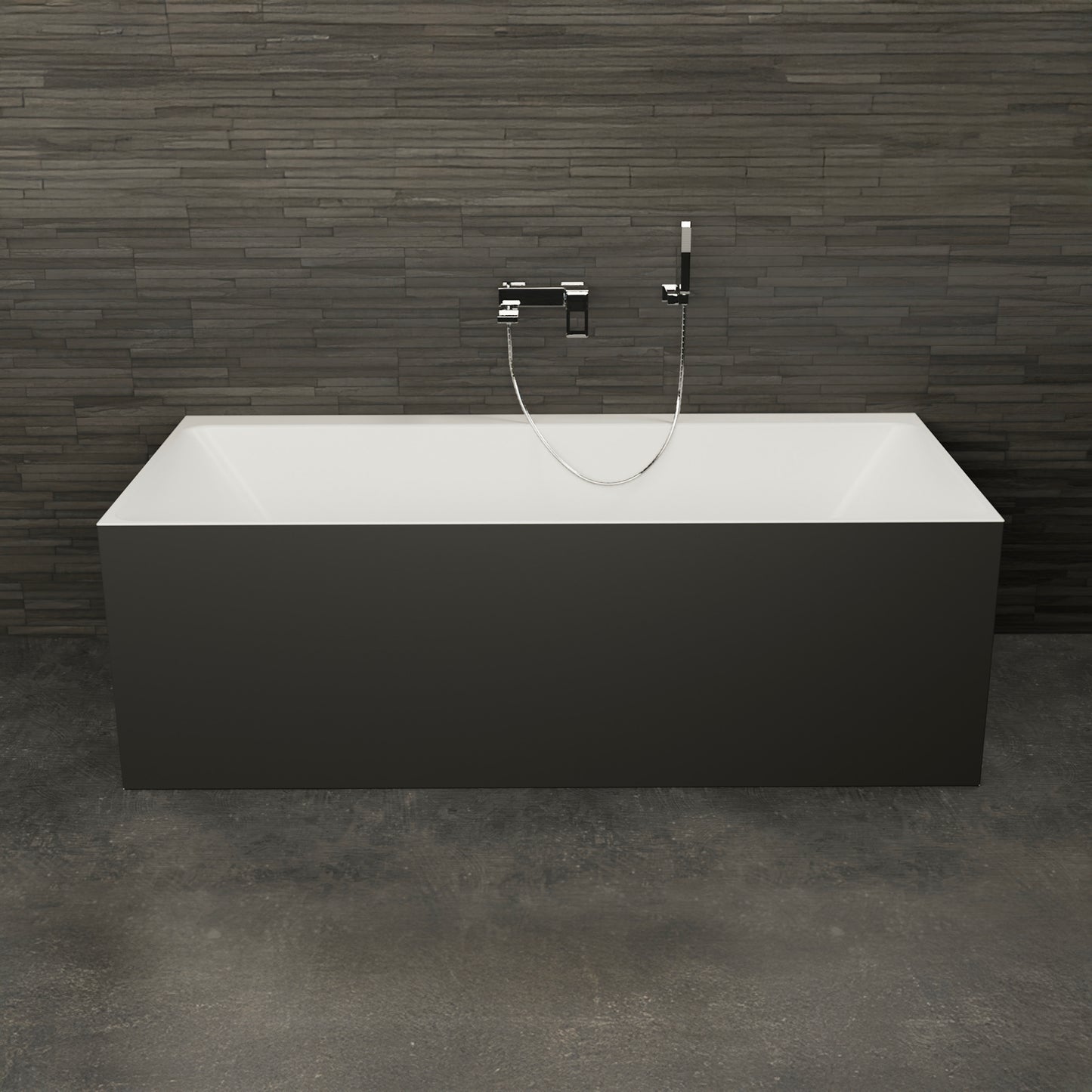 Baignoire semi-îlot murale rectangulaire noire 170 cm Cobalt / Rectangular back to wall half-freestanding black bathtub 170 cm Cobalt / Bañera semi-exenta mural negro 170 cm Cobalt / Vasca freestanding a parete destra nera 170 cm Cobalt / Rechthoekig vrijstaand bad zwart 170 cm Cobalt