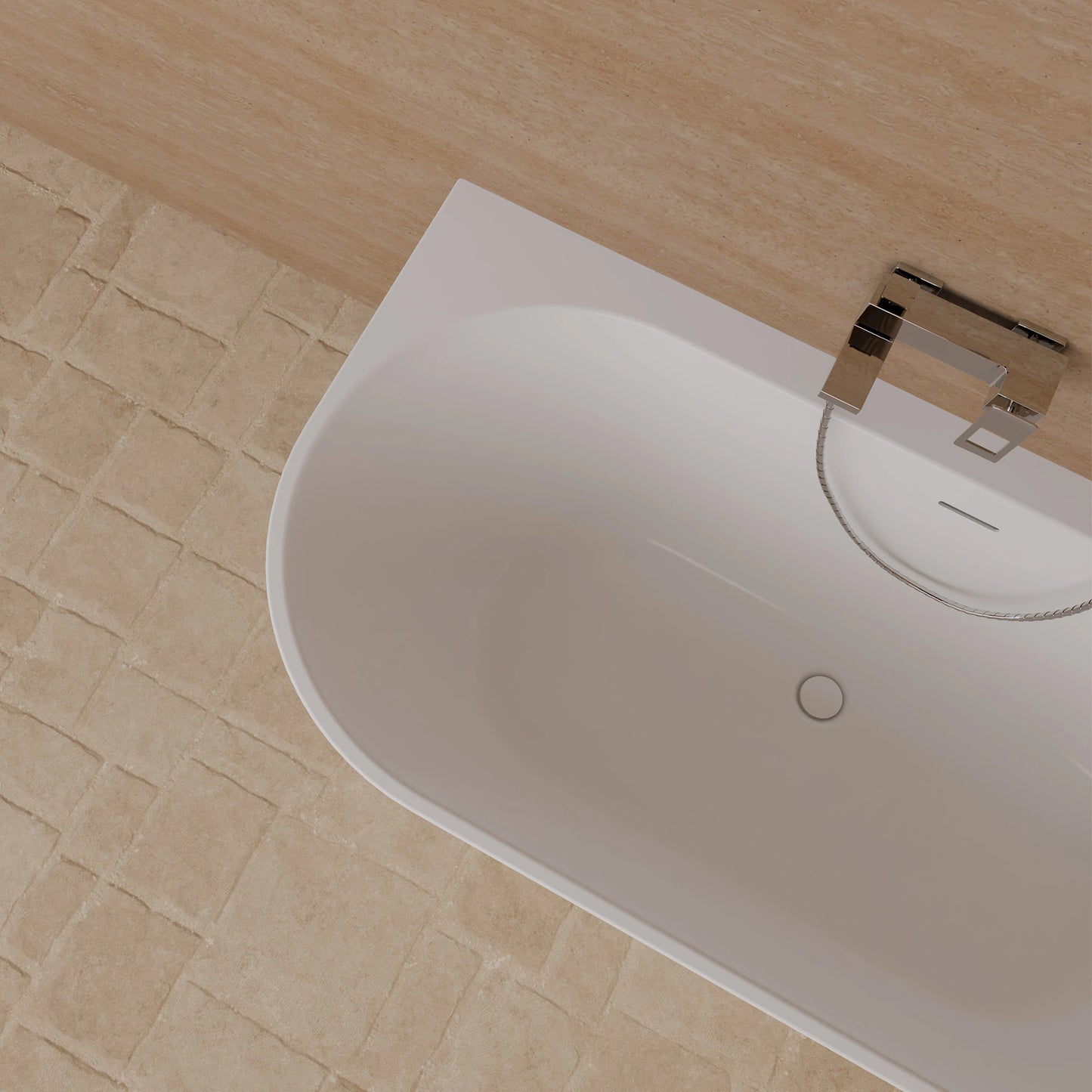 Baignoire semi-îlot murale d’angle Cosmic 160 cm blanche Spalina version droite – vue produit