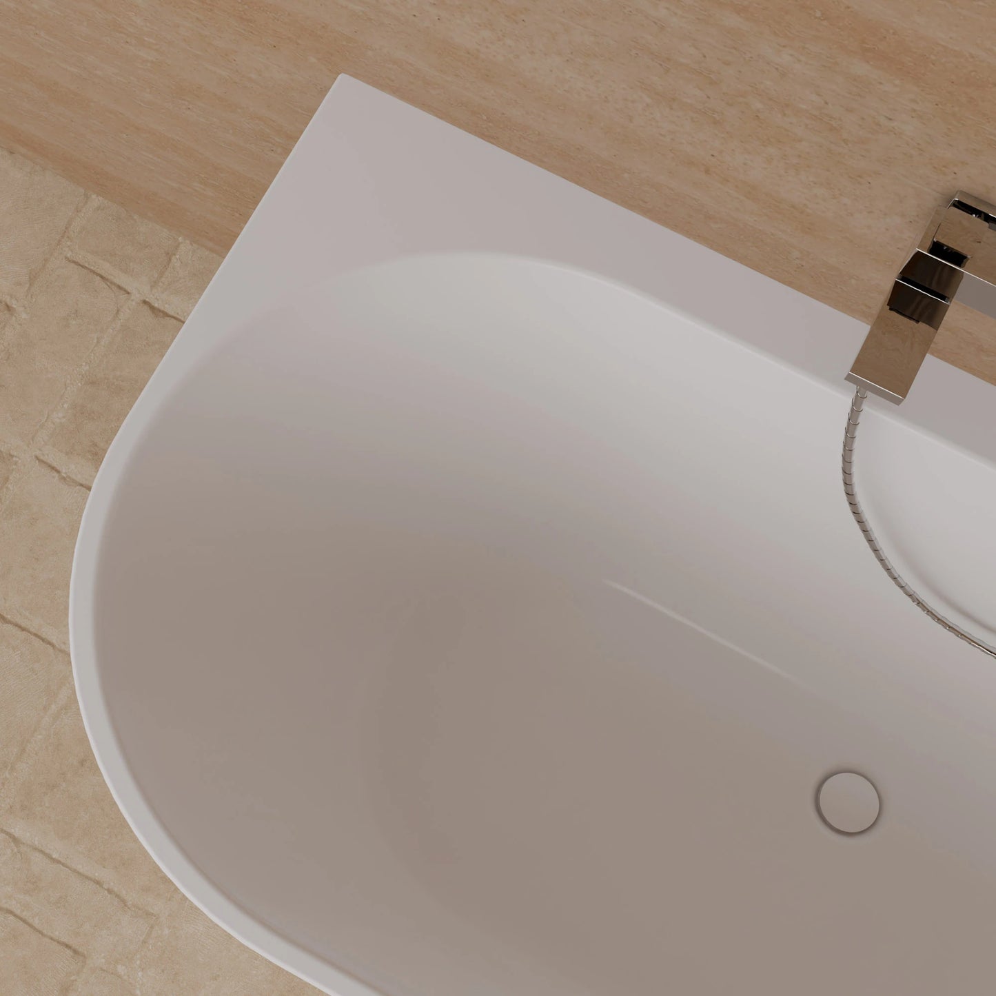 Baignoire semi-îlot murale d’angle Cosmic 160 cm blanche Spalina version droite – vue produit