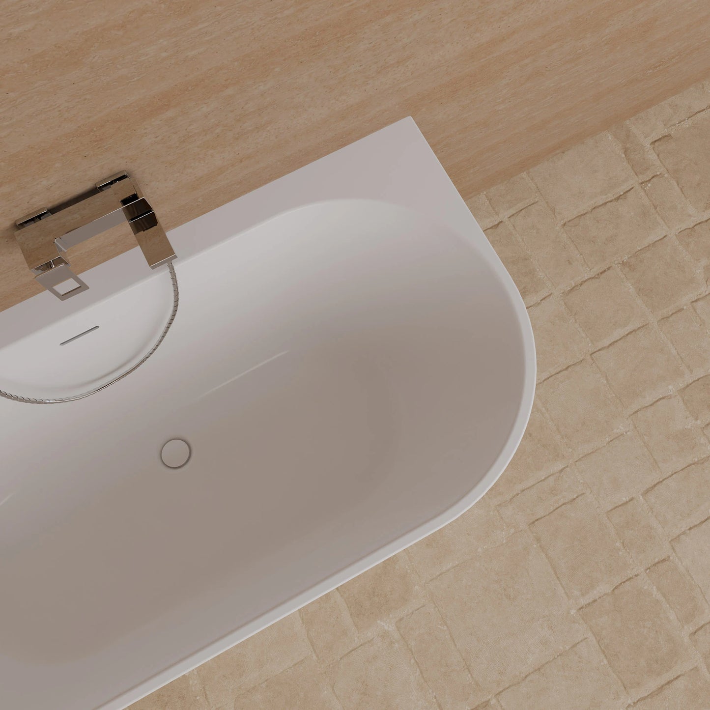 Baignoire semi-îlot murale d’angle Cosmic 160 cm blanche Spalina version gauche – vue produit