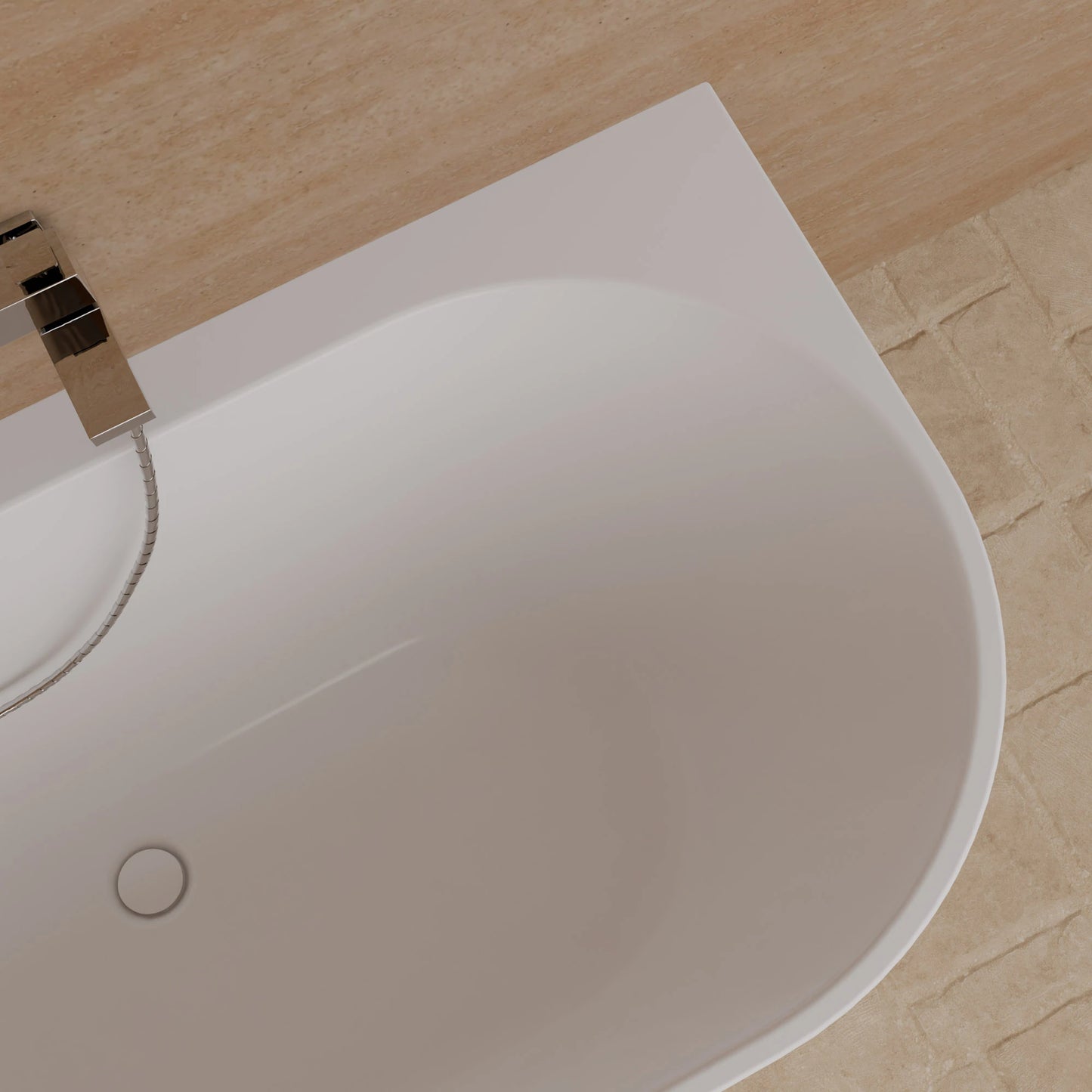 Baignoire semi-îlot murale d’angle Cosmic 160 cm blanche Spalina version gauche – vue produit