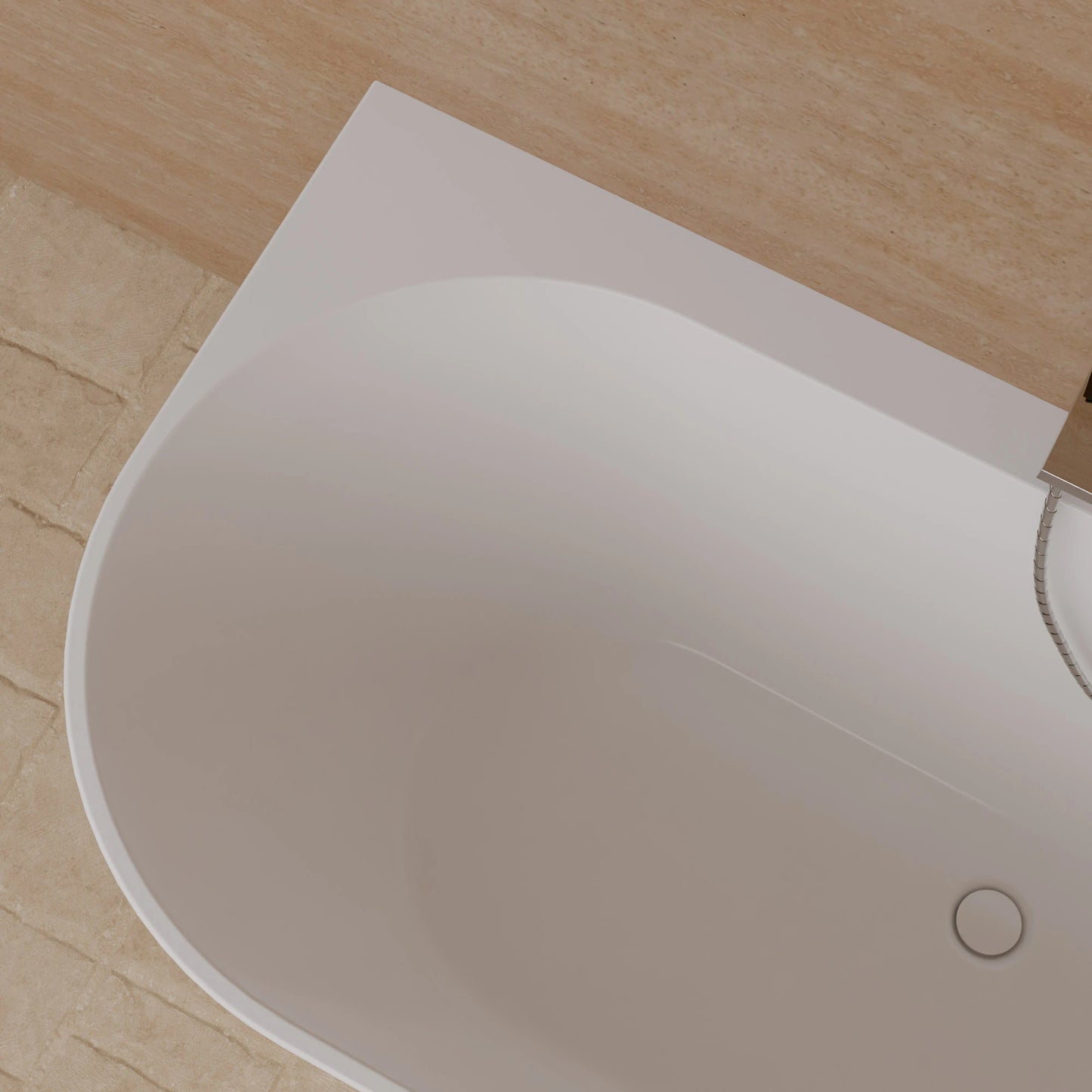 Baignoire semi-îlot murale d’angle Cosmic 170 cm blanche Spalina version droite – vue produit