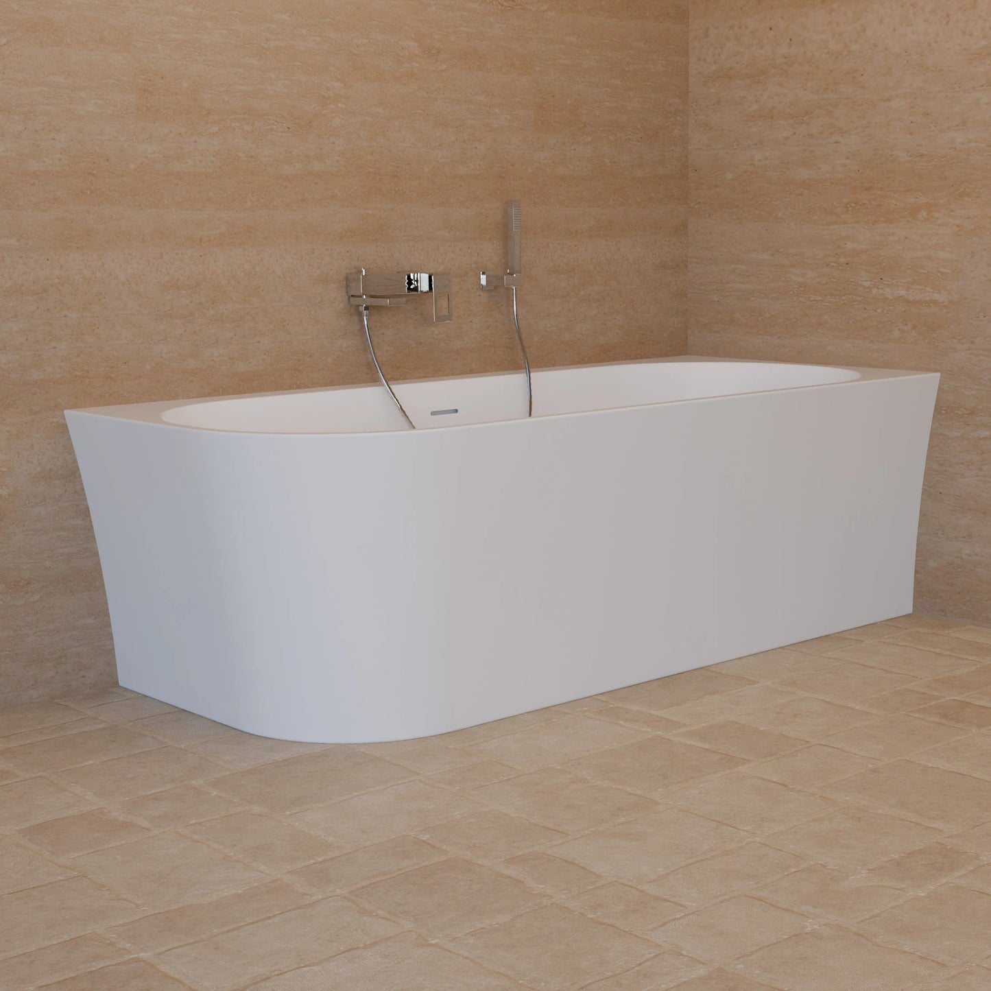 Baignoire semi-îlot murale d’angle Cosmic 180 cm blanche Spalina version droite – vue produit