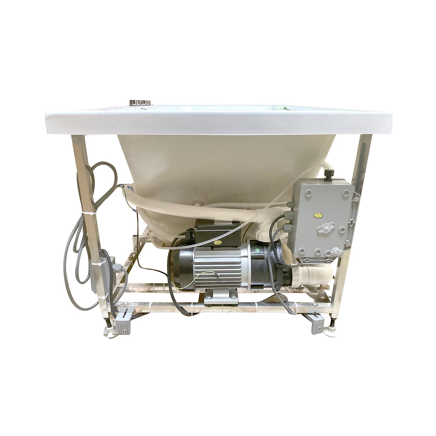 Baignoire balnéo semi-îlot rectangulaire avec hublot Indra Spalina – vue produit