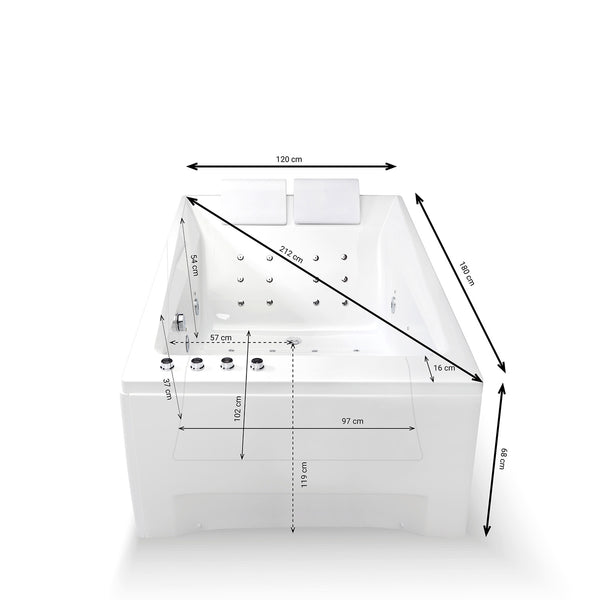 Baignoire balnéo deux personnes blanche 180 cm Kensho duo Wave / Rectangular 2-person whirlpool bathtub white 180 cm Kensho duo Wave / Bañera de hidromasaje doble blanco 180 cm Kensho duo Wave / Vasca idromassaggio 2 posti rettangolare bianco 180 cm Kensho duo Wave / Rechthoekig 2-persoons bubbelbad wit 180 cm Kensho duo Wave