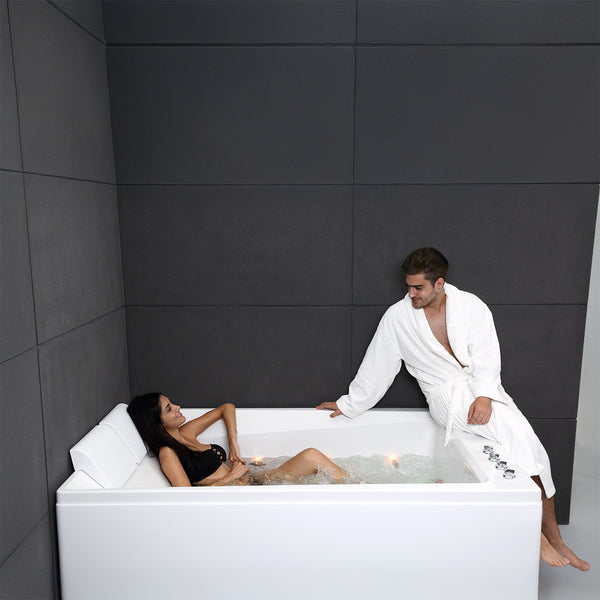 Baignoire balnéo deux personnes blanche 180 cm Kensho duo Wave / Rectangular 2-person whirlpool bathtub white 180 cm Kensho duo Wave / Bañera de hidromasaje doble blanco 180 cm Kensho duo Wave / Vasca idromassaggio 2 posti rettangolare bianco 180 cm Kensho duo Wave / Rechthoekig 2-persoons bubbelbad wit 180 cm Kensho duo Wave