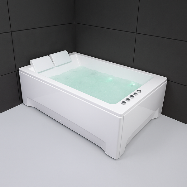 Baignoire balnéo deux personnes blanche 180 cm Kensho duo Wave / Rectangular 2-person whirlpool bathtub white 180 cm Kensho duo Wave / Bañera de hidromasaje doble blanco 180 cm Kensho duo Wave / Vasca idromassaggio 2 posti rettangolare bianco 180 cm Kensho duo Wave / Rechthoekig 2-persoons bubbelbad wit 180 cm Kensho duo Wave