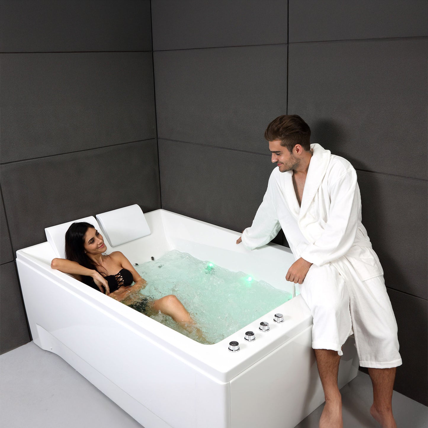 Baignoire balnéo deux personnes blanche 180 cm Kensho duo Wave / Rectangular 2-person whirlpool bathtub white 180 cm Kensho duo Wave / Bañera de hidromasaje doble blanco 180 cm Kensho duo Wave / Vasca idromassaggio 2 posti rettangolare bianco 180 cm Kensho duo Wave / Rechthoekig 2-persoons bubbelbad wit 180 cm Kensho duo Wave