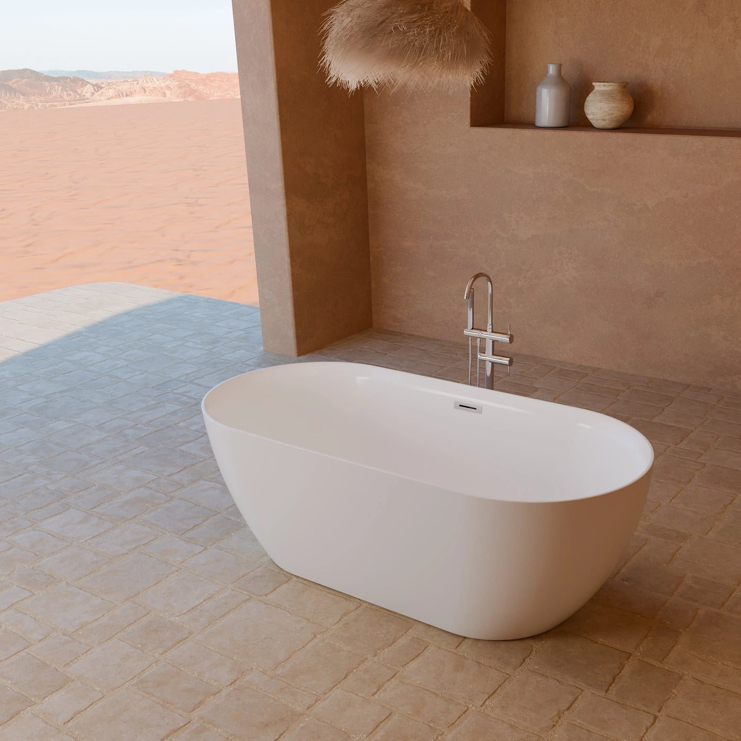 Baignoire îlot ovale Komodo blanche Spalina – vue produit