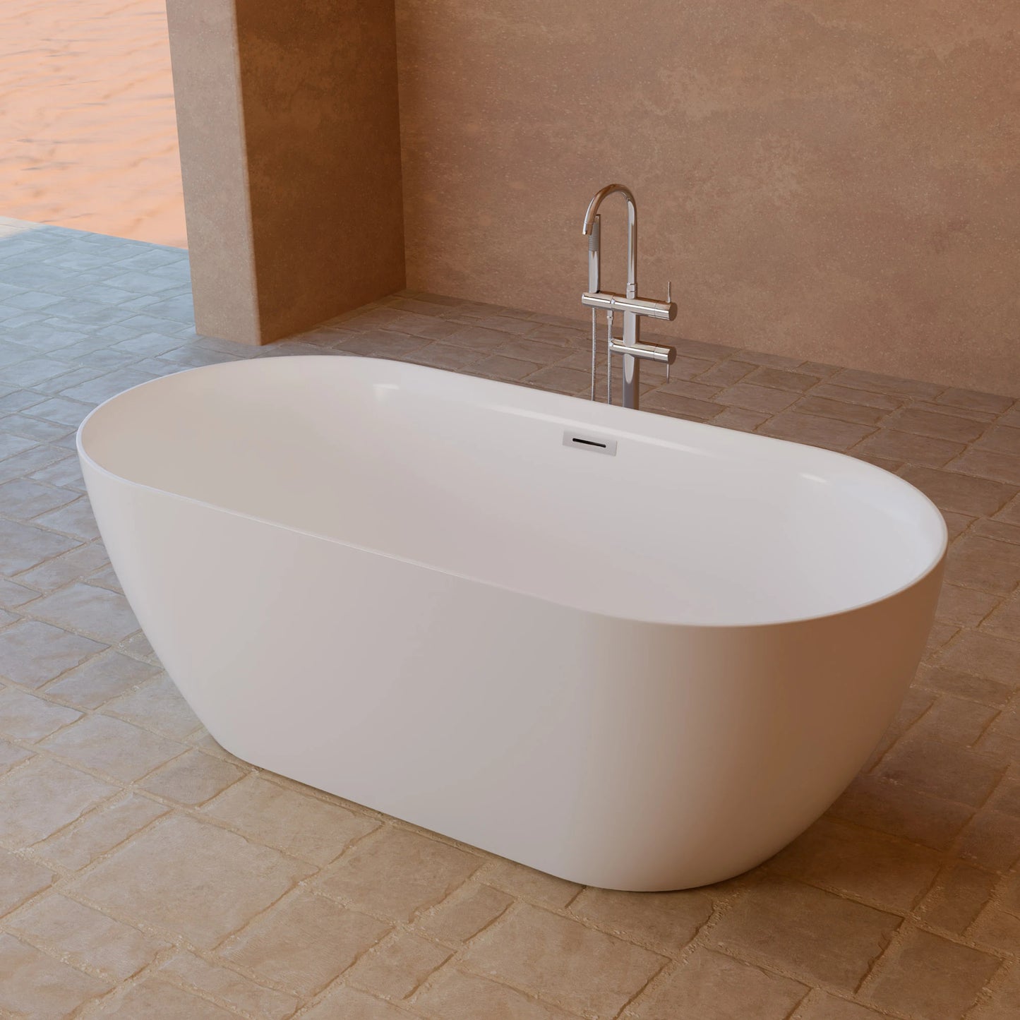 Baignoire îlot ovale Komodo blanche Spalina – vue produit