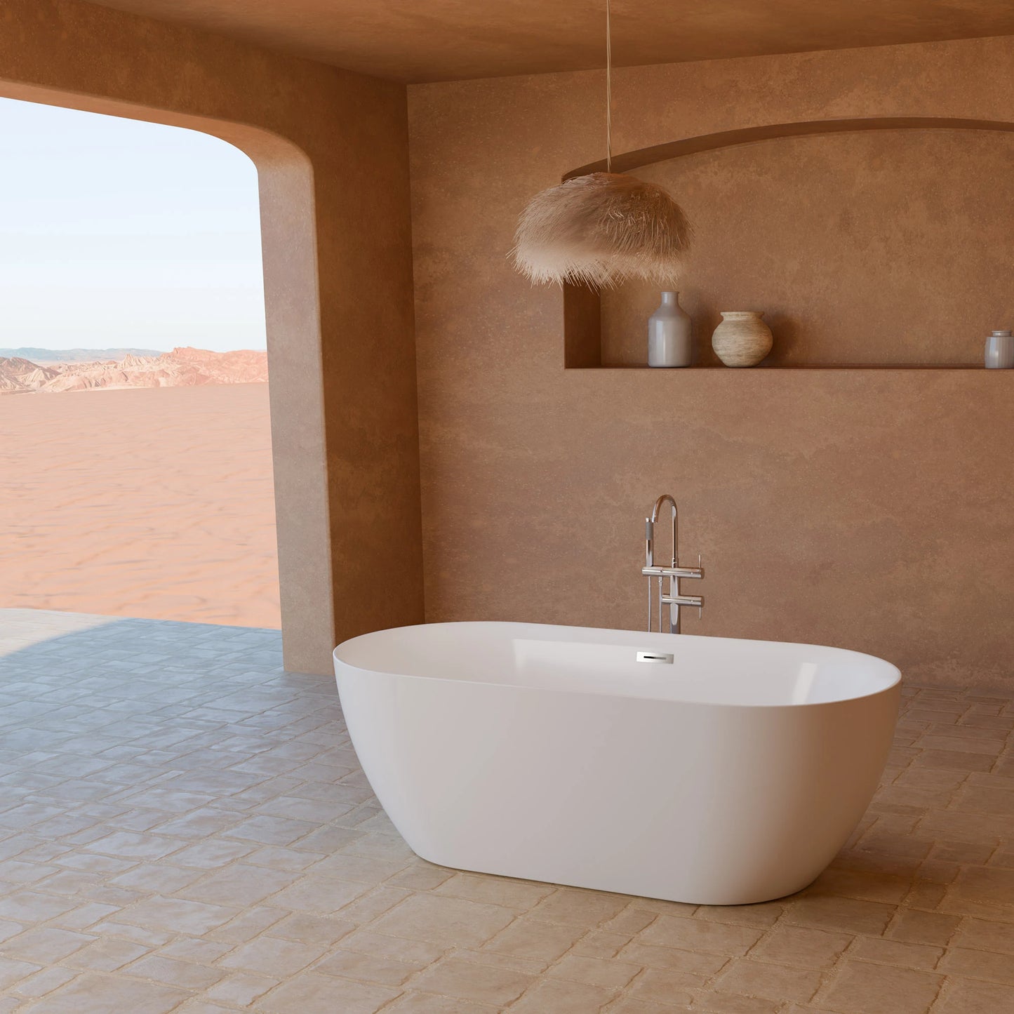 Baignoire îlot ovale Komodo blanche Spalina – vue produit