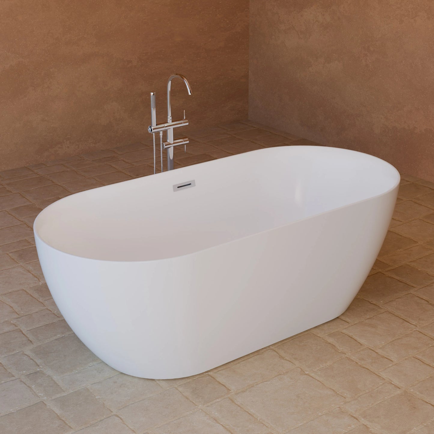 Baignoire îlot ovale Komodo blanche Spalina – vue produit