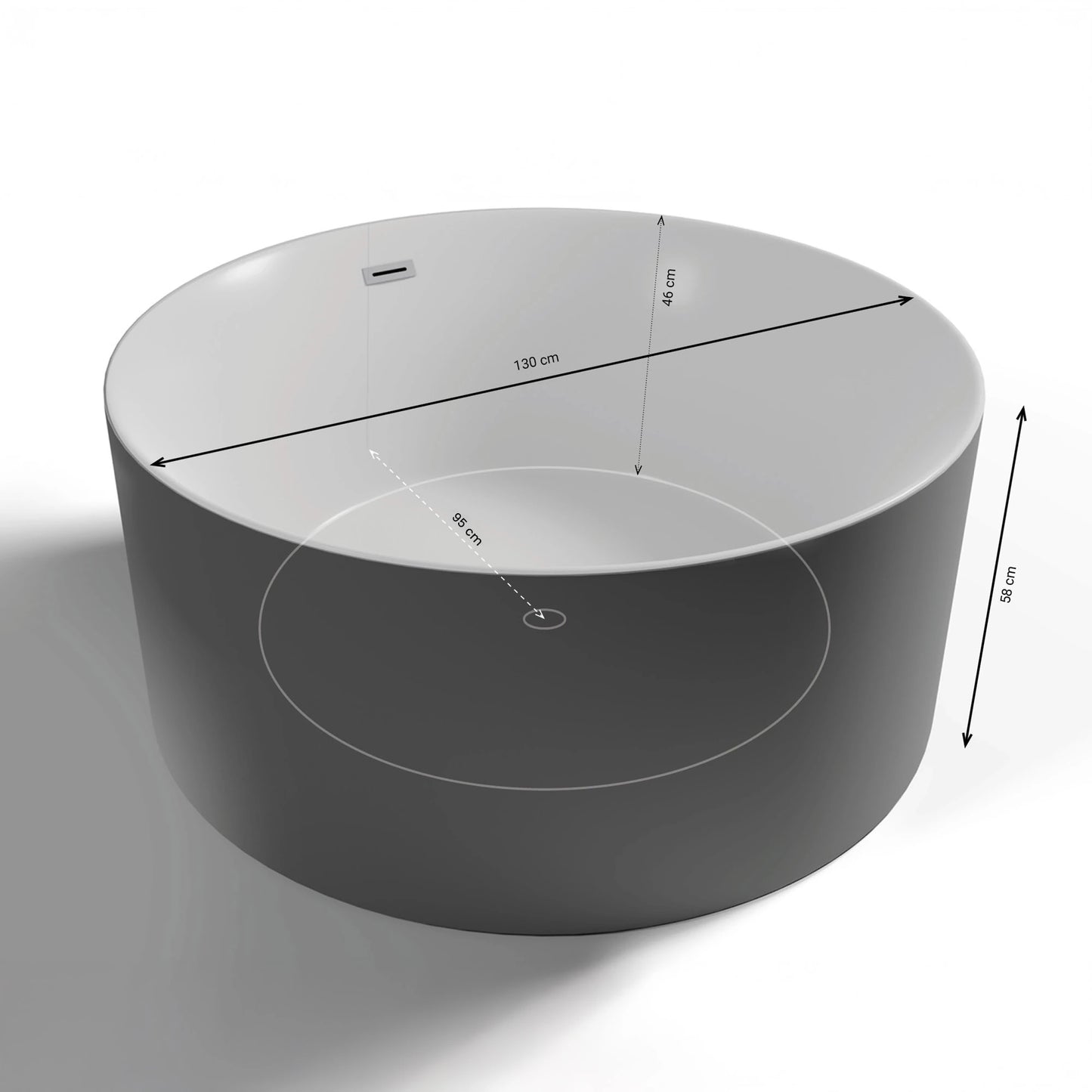 Baignoire îlot ronde Loom 2.0 grise Spalina – vue produit
