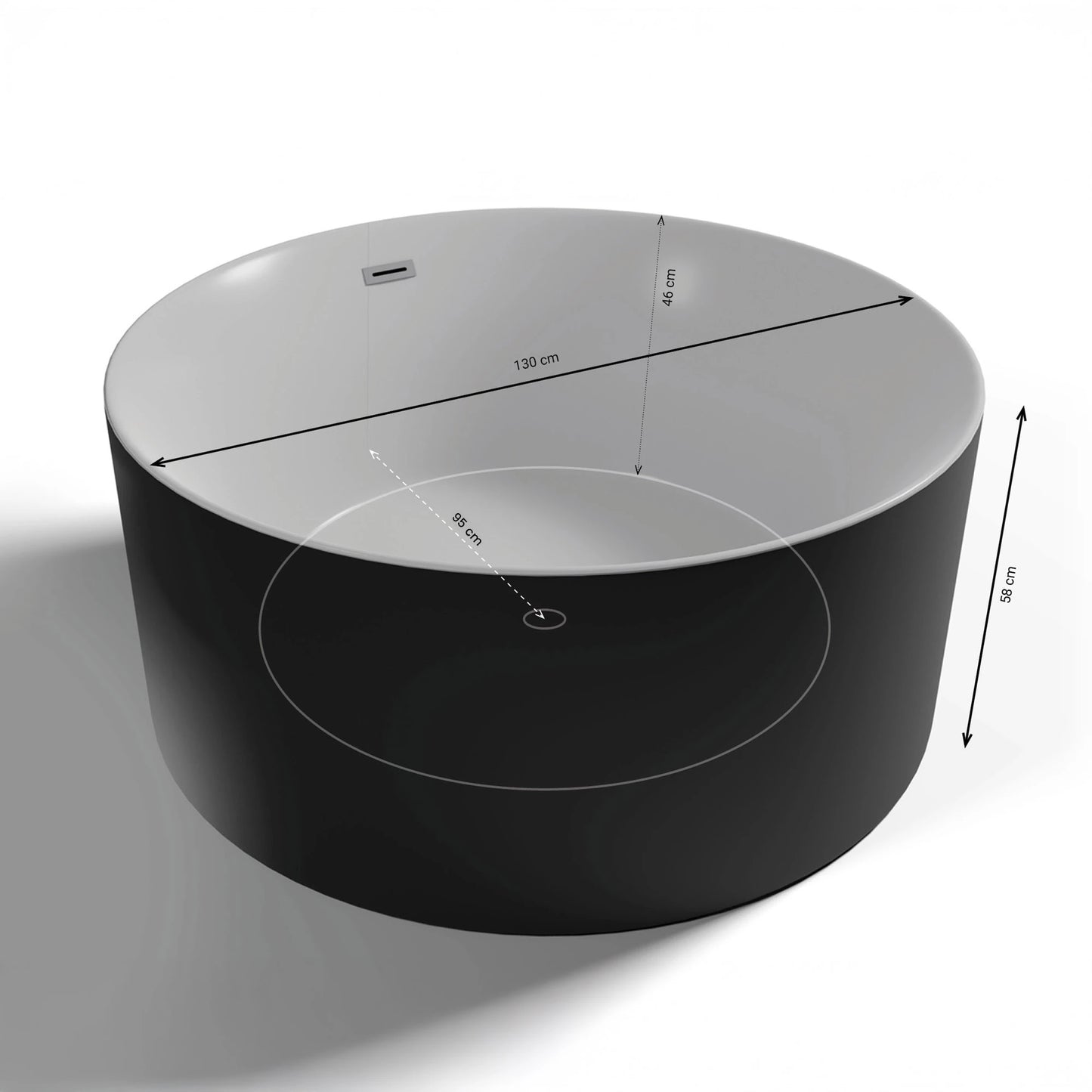 Baignoire îlot ronde Loom 2.0 noire Spalina – vue produit