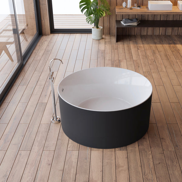 Baignoire îlot ronde noire 130 cm Loom 2.0 / Circle freestanding bathtub black 130 cm Loom 2.0 / Bañera exenta redonda negro 130 cm Loom 2.0 / Vasca freestanding rotonda nera 130 cm Loom 2.0 / Vrijstaand rond bad zwart 130 cm Loom 2.0