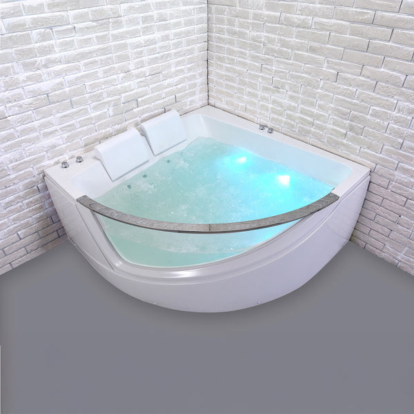 Baignoire balnéo blanche deux personnes avec hublot 150 cm Lumina duo Wave / Lumina duo Wave white two-person whirlpool bath with porthole 150 cm / Lumina duo Wave blanco bañera de hidromasaje para dos personas con ojo de buey 150 cm / Lumina duo Wave bianco vasca idromassaggio per due persone con oblò 150 cm / Lumina duo Wave wit tweepersoons bubbelbad met patrijspoort 150 cm