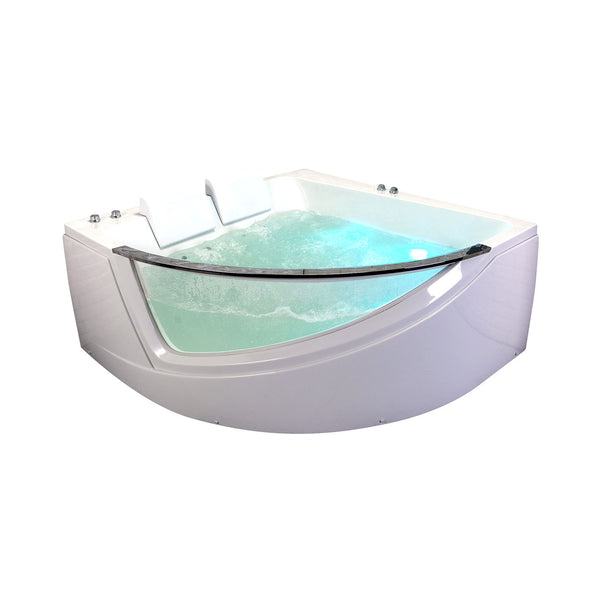 Baignoire balnéo blanche deux personnes avec hublot 150 cm Lumina duo Wave / Lumina duo Wave white two-person whirlpool bath with porthole 150 cm / Lumina duo Wave blanco bañera de hidromasaje para dos personas con ojo de buey 150 cm / Lumina duo Wave bianco vasca idromassaggio per due persone con oblò 150 cm / Lumina duo Wave wit tweepersoons bubbelbad met patrijspoort 150 cm