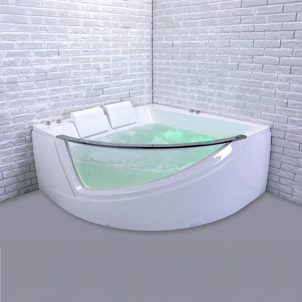 Baignoire balnéo blanche deux personnes avec hublot 150 cm Lumina duo Wave / Lumina duo Wave white two-person whirlpool bath with porthole 150 cm / Lumina duo Wave blanco bañera de hidromasaje para dos personas con ojo de buey 150 cm / Lumina duo Wave bianco vasca idromassaggio per due persone con oblò 150 cm / Lumina duo Wave wit tweepersoons bubbelbad met patrijspoort 150 cm