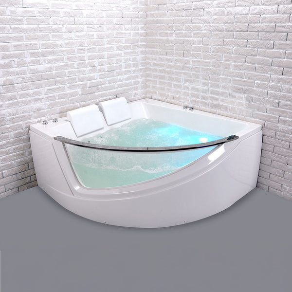 Baignoire balnéo blanche deux personnes avec hublot 150 cm Lumina duo Wave / Lumina duo Wave white two-person whirlpool bath with porthole 150 cm / Lumina duo Wave blanco bañera de hidromasaje para dos personas con ojo de buey 150 cm / Lumina duo Wave bianco vasca idromassaggio per due persone con oblò 150 cm / Lumina duo Wave wit tweepersoons bubbelbad met patrijspoort 150 cm