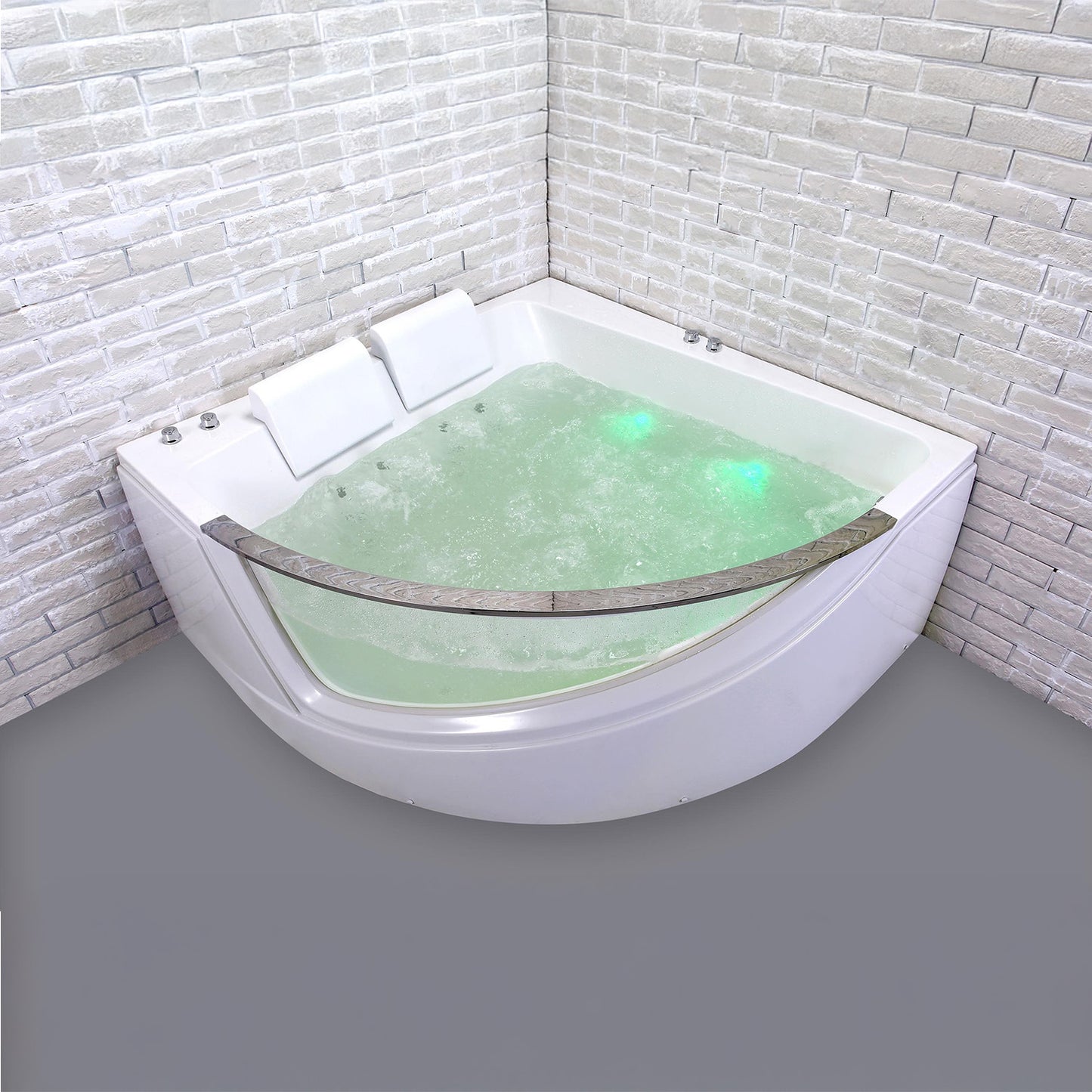 Baignoire balnéo blanche deux personnes avec hublot 150 cm Lumina duo Wave / Lumina duo Wave white two-person whirlpool bath with porthole 150 cm / Lumina duo Wave blanco bañera de hidromasaje para dos personas con ojo de buey 150 cm / Lumina duo Wave bianco vasca idromassaggio per due persone con oblò 150 cm / Lumina duo Wave wit tweepersoons bubbelbad met patrijspoort 150 cm