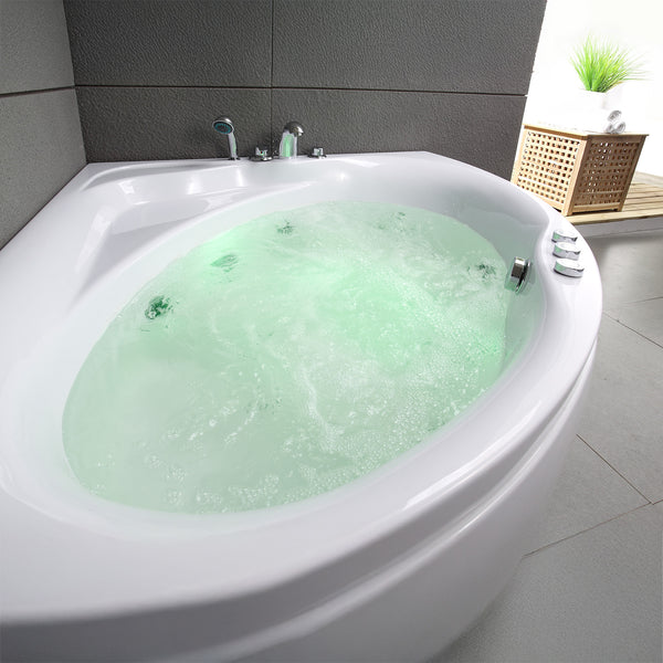 Baignoire balnéo d’angle blanche 135 cm Maldives Jets / White corner whirlpool 135 cm Maldives Jets / Bañera de hidromasaje esquinera blanca 135 cm Maldives Jets / Vasca idromassaggio angolare bianca 135 cm Maldives Jets / Hoekbubbelbad wit 135 cm Maldives Jets