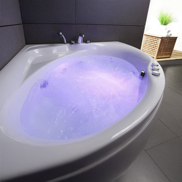 Baignoire balnéo d’angle blanche 135 cm Maldives Jets / White corner whirlpool 135 cm Maldives Jets / Bañera de hidromasaje esquinera blanca 135 cm Maldives Jets / Vasca idromassaggio angolare bianca 135 cm Maldives Jets / Hoekbubbelbad wit 135 cm Maldives Jets