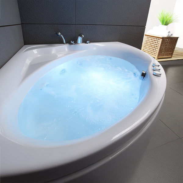 Baignoire balnéo d’angle blanche 135 cm Maldives Jets / White corner whirlpool 135 cm Maldives Jets / Bañera de hidromasaje esquinera blanca 135 cm Maldives Jets / Vasca idromassaggio angolare bianca 135 cm Maldives Jets / Hoekbubbelbad wit 135 cm Maldives Jets