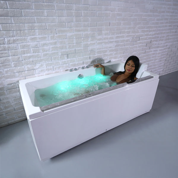 Baignoire balnéo rectangulaire blanche 170 cm Maya Wave / Rectangular whirlpool bathtub white 170 cm Maya Wave / Bañera de hidromasaje rectangular blanca 170 cm Maya Wave / Vasca idromassaggio rettangolare blanco 170 cm Maya Wave / Rechthoekig bubbelbad wit 170 cm Maya Wave