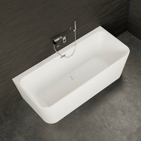 Baignoire semi-îlot murale blanche 170 cm Mint / Back to wall half-freestanding bathtub white 170 cm Mint / Bañera semi-exenta mural blanco 170 cm Mint / Vasca freestanding a parete bianco 170 cm / Half vrijstaand bad wit 170 cm Mint