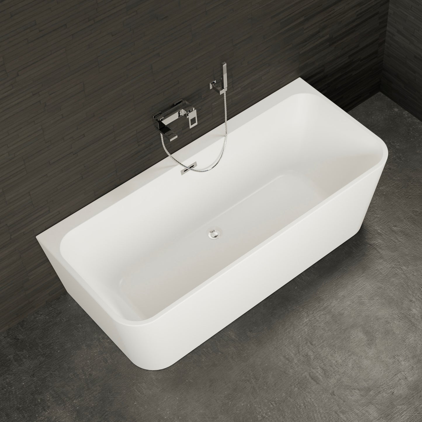 Baignoire semi-îlot murale blanche 180 cm Mint / Back to wall half-freestanding bathtub white 180 cm Mint / Bañera semi-exenta mural blanco 180 cm Mint / Vasca freestanding a parete bianco 180 cm / Half vrijstaand bad wit 180 cm Mint