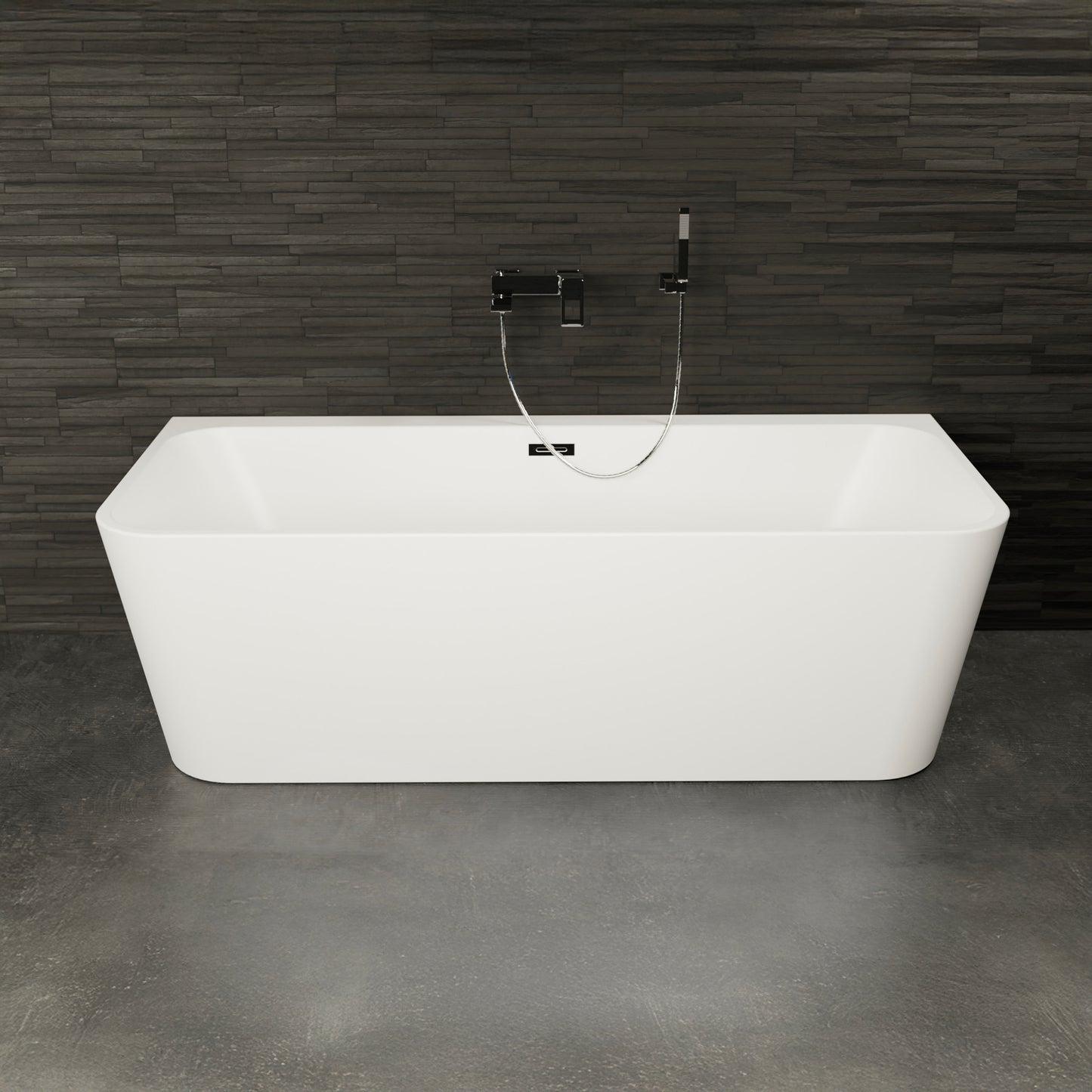 Baignoire semi-îlot murale blanche 180 cm Mint / Back to wall half-freestanding bathtub white 180 cm Mint / Bañera semi-exenta mural blanco 180 cm Mint / Vasca freestanding a parete bianco 180 cm / Half vrijstaand bad wit 180 cm Mint