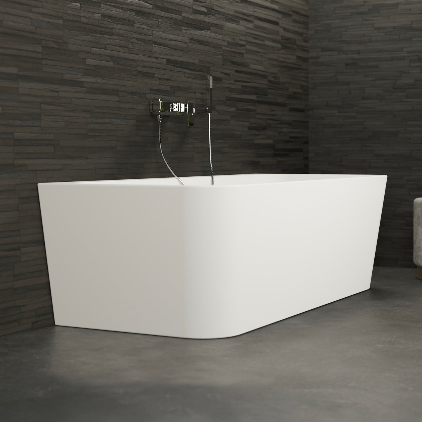 Baignoire semi-îlot murale blanche 180 cm Mint / Back to wall half-freestanding bathtub white 180 cm Mint / Bañera semi-exenta mural blanco 180 cm Mint / Vasca freestanding a parete bianco 180 cm / Half vrijstaand bad wit 180 cm Mint