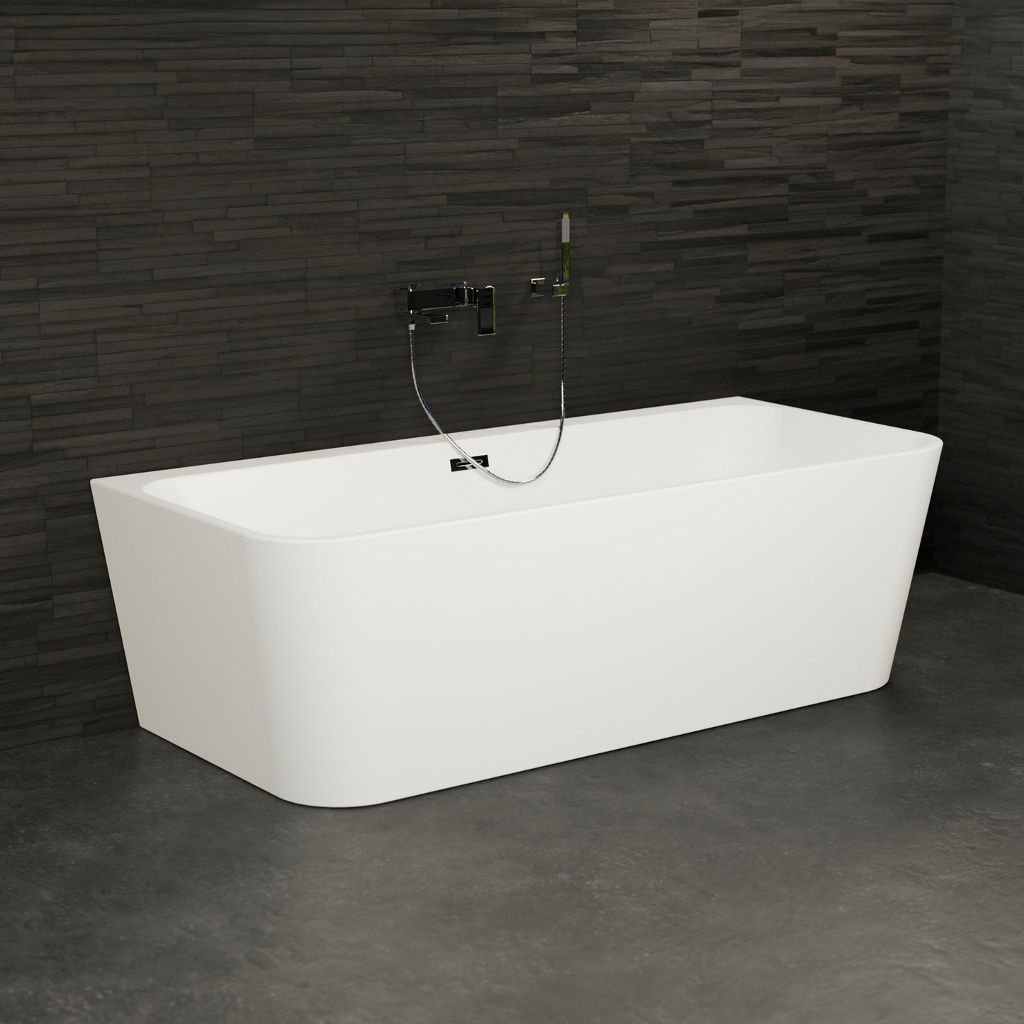 Baignoire semi-îlot murale blanche 180 cm Mint / Back to wall half-freestanding bathtub white 180 cm Mint / Bañera semi-exenta mural blanco 180 cm Mint / Vasca freestanding a parete bianco 180 cm / Half vrijstaand bad wit 180 cm Mint