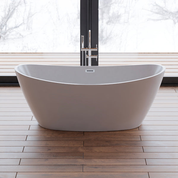 Baignoire îlot ovale blanche 170 cm Neroon 2.0 / Oval freestanding white bathtub 170 cm Neroon 2.0 / Bañera exenta oval blanca 170 cm Neroon 2.0 / Vasca freestanding ovale bianca 170 cm Neroon 2.0 / Ovale vrijstaand bad wit 170 cm Neroon 2.0