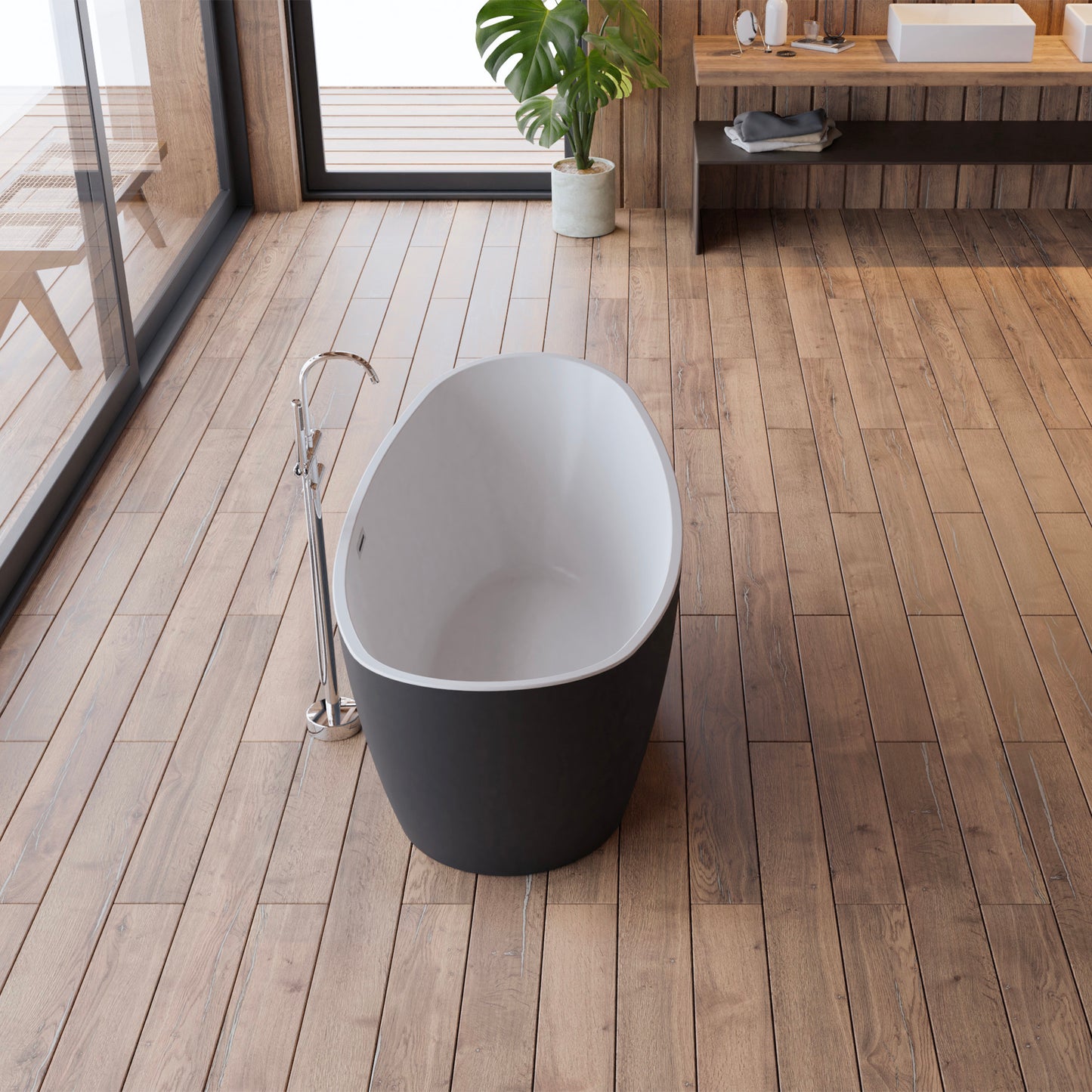 Baignoire îlot ovale noire 170 cm Neroon 2.0 / Oval freestanding bathtub matt black 170 cm Neroon 2.0 / Bañera exenta oval negro mate 170 cm Neroon 2.0 / Vasca freestanding ovale nera opaca 170 cm Neroon 2.0 / Vrijstaand ovaal bad matzwart 170 cm Neroon 2.0