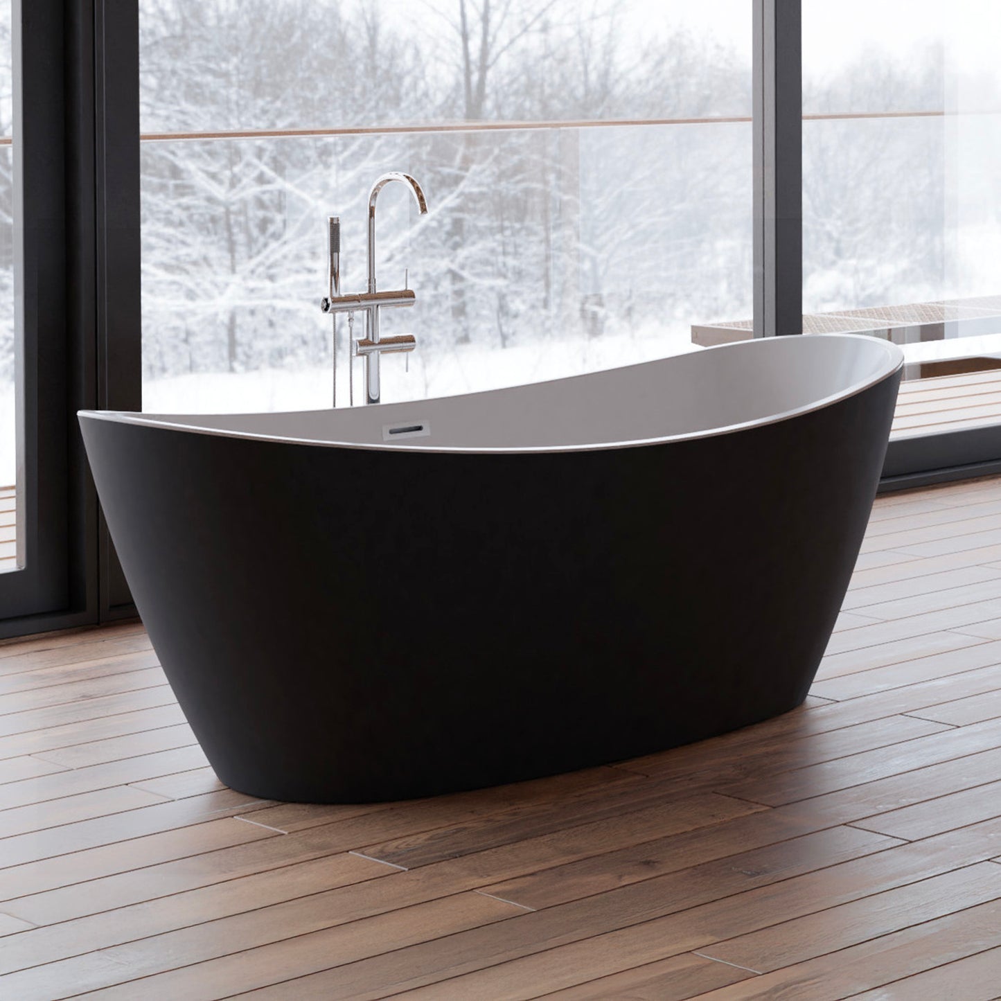 Baignoire îlot ovale noire 170 cm Neroon 2.0 / Oval freestanding bathtub matt black 170 cm Neroon 2.0 / Bañera exenta oval negro mate 170 cm Neroon 2.0 / Vasca freestanding ovale nera opaca 170 cm Neroon 2.0 / Vrijstaand ovaal bad matzwart 170 cm Neroon 2.0