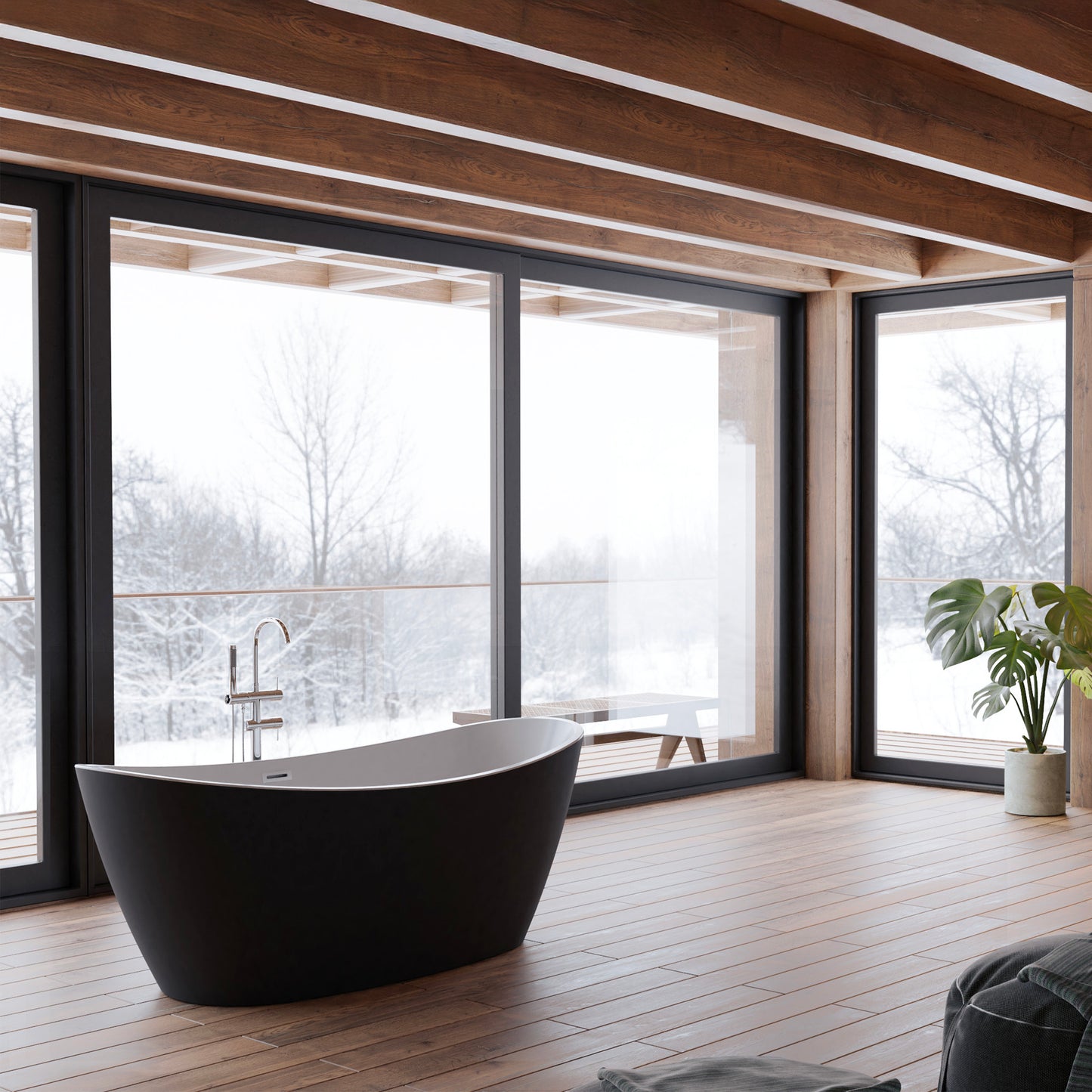 Baignoire îlot ovale noire 170 cm Neroon 2.0 / Oval freestanding bathtub matt black 170 cm Neroon 2.0 / Bañera exenta oval negro mate 170 cm Neroon 2.0 / Vasca freestanding ovale nera opaca 170 cm Neroon 2.0 / Vrijstaand ovaal bad matzwart 170 cm Neroon 2.0