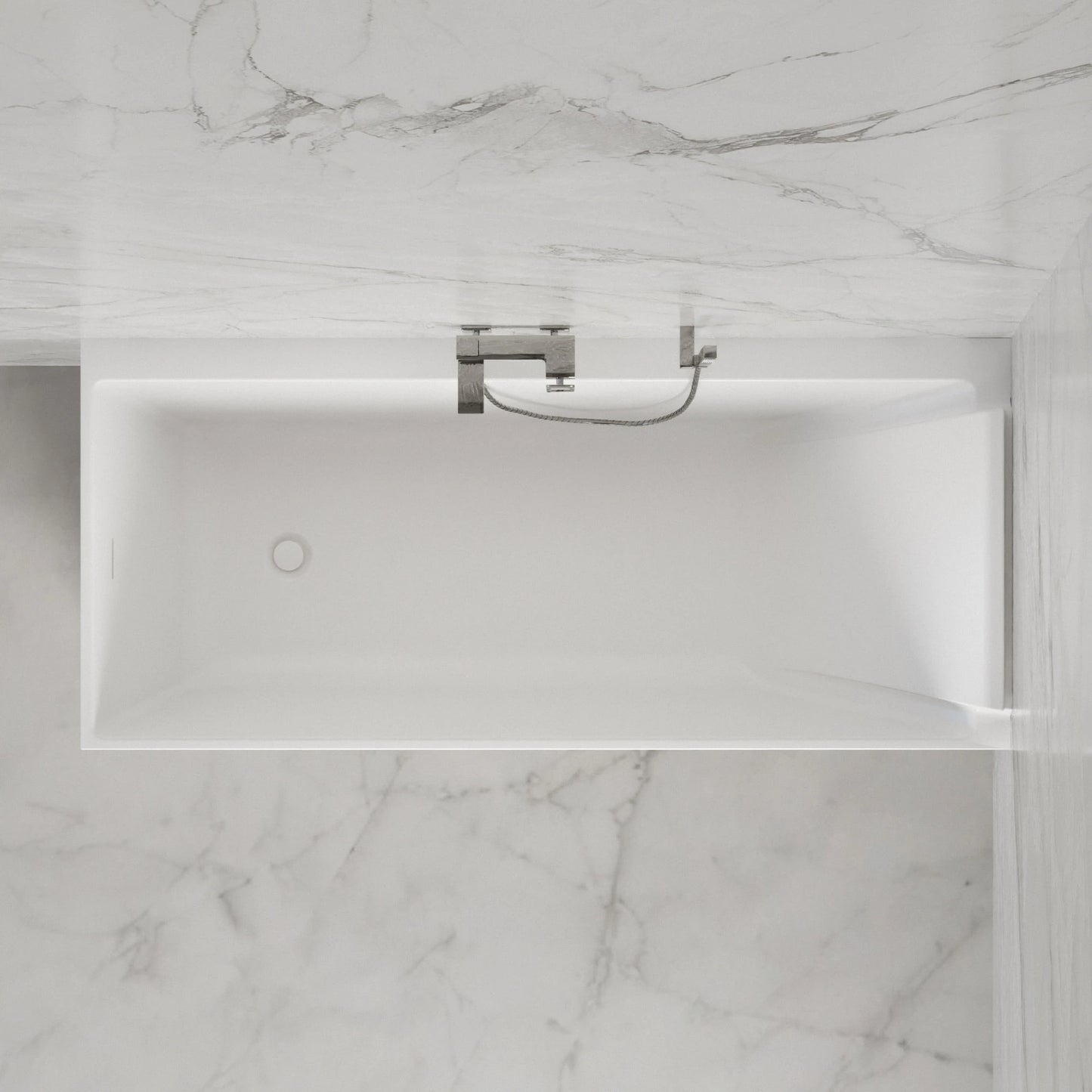 Baignoire semi-îlot murale d’angle Quantum 170 cm blanche Spalina version droite – vue produit