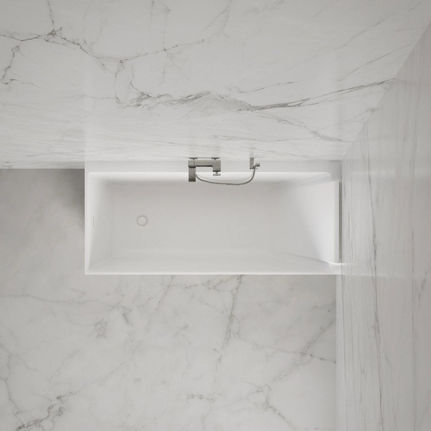 Baignoire semi-îlot murale d’angle Quantum 170 cm blanche Spalina version droite – vue produit
