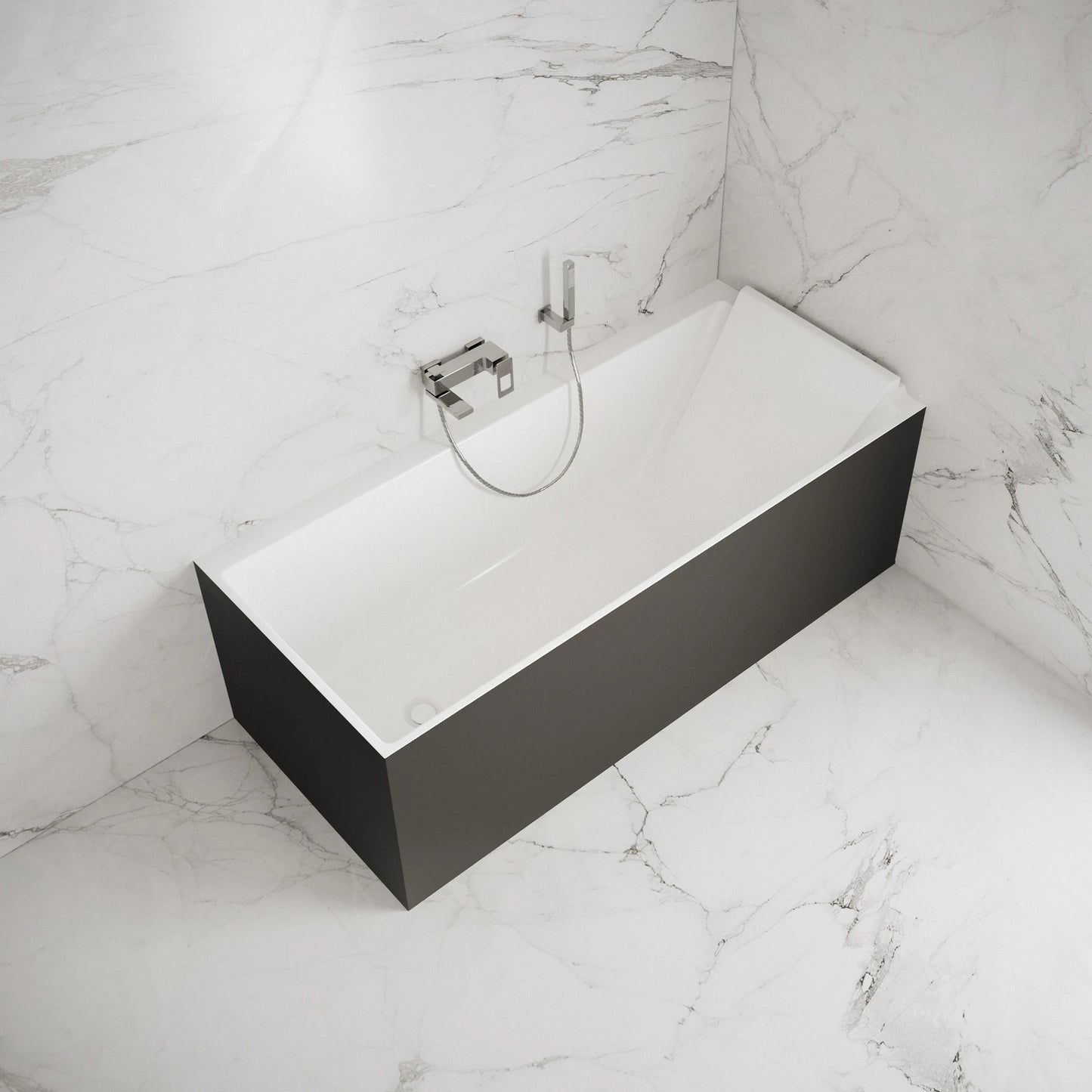 Baignoire semi-îlot murale d’angle Quantum 170 cm noire Spalina version droite – vue produit