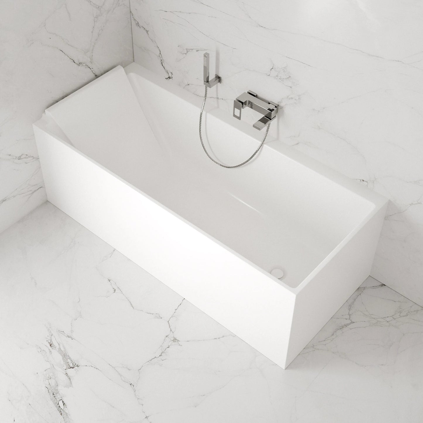 Baignoire semi-îlot murale d’angle Quantum 170 cm blanche Spalina version gauche – vue produit