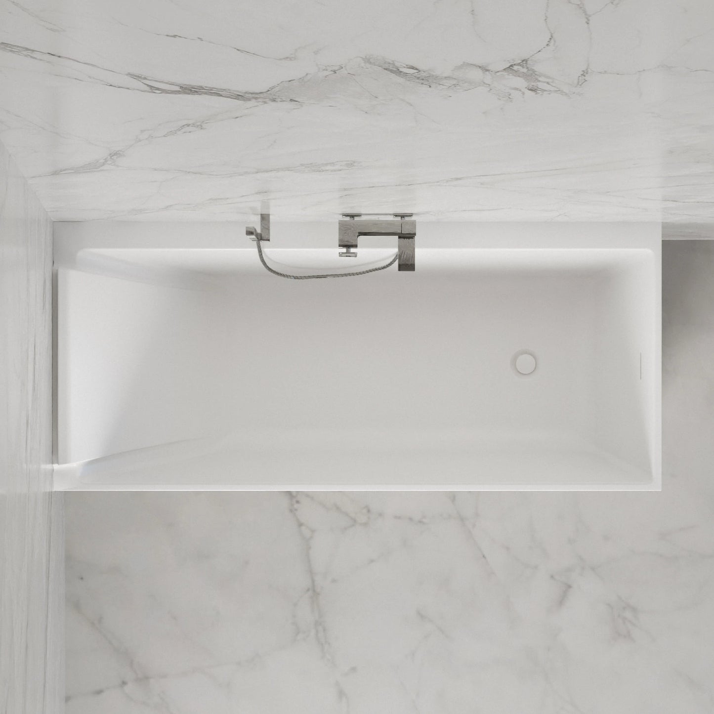 Baignoire semi-îlot murale d’angle Quantum 170 cm blanche Spalina version gauche – vue produit
