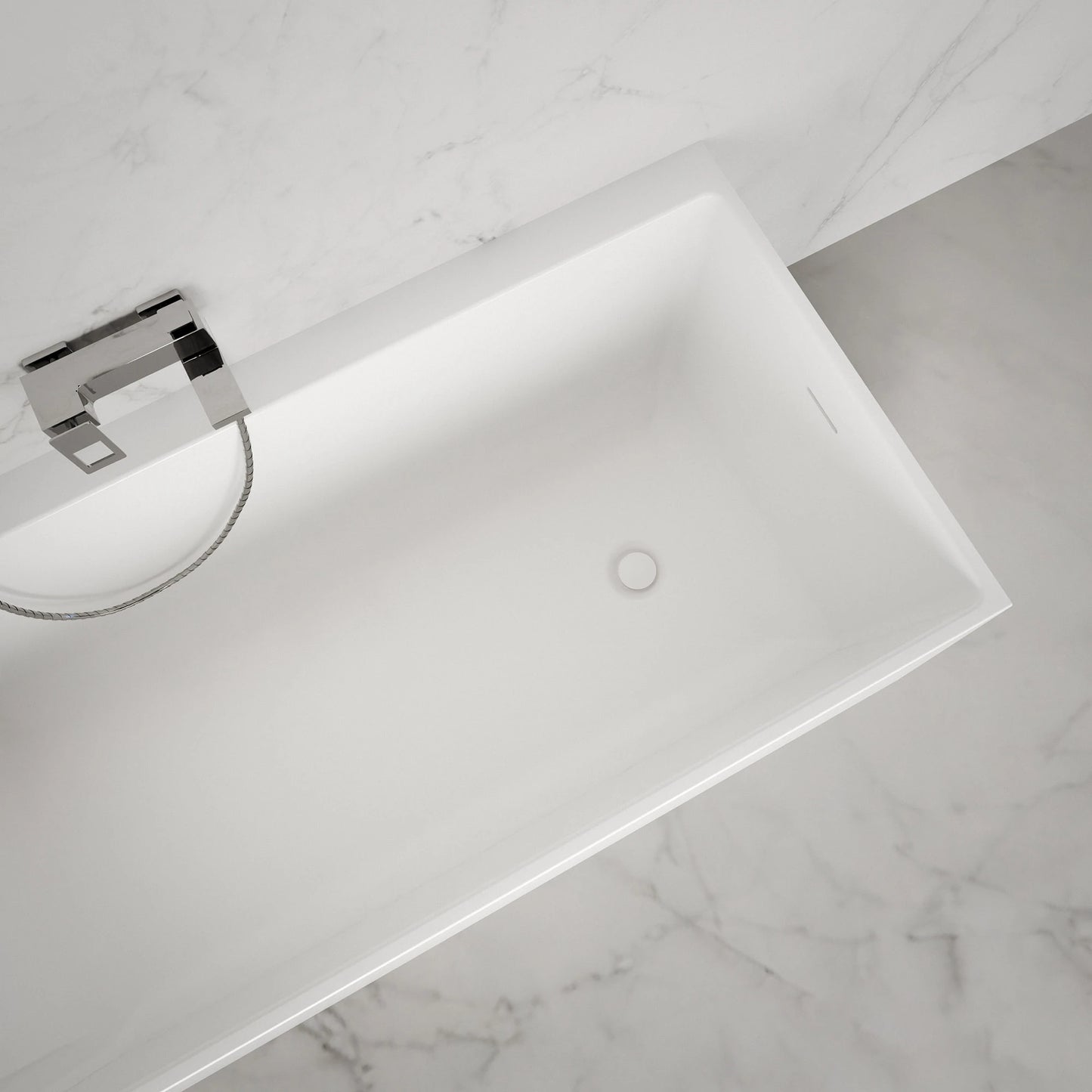 Baignoire semi-îlot murale d’angle Quantum 170 cm blanche Spalina version gauche – vue produit