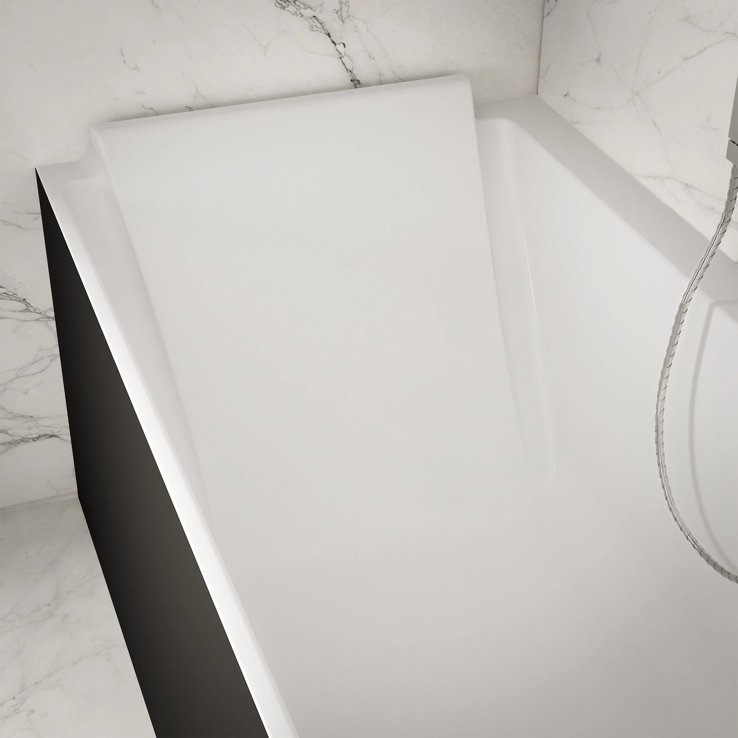 Baignoire semi-îlot murale d’angle Quantum 170 cm noire Spalina version gauche – vue produit