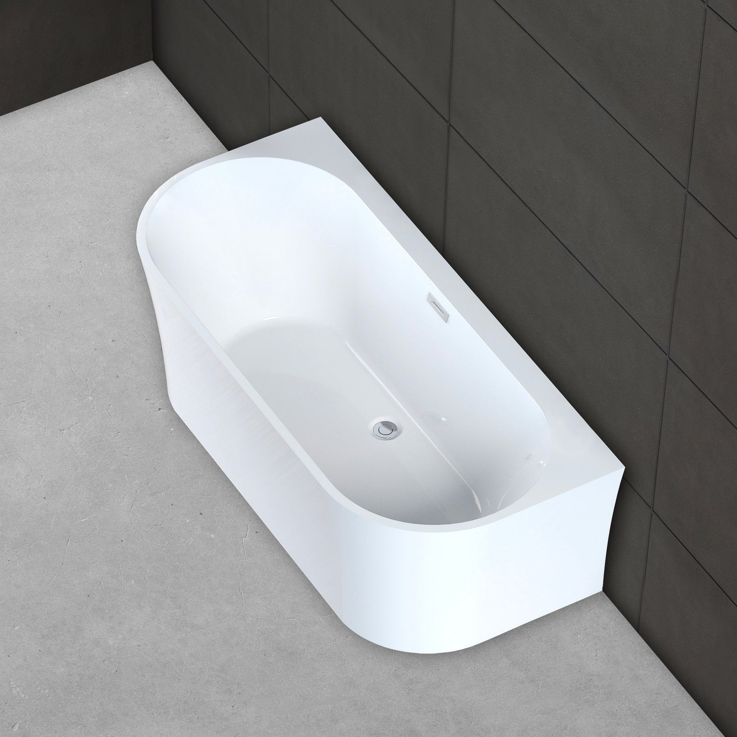 Baignoire semi-îlot murale blanche 170 cm Ruby / Back to wall half-freestanding bathtub white 170 cm Ruby / Bañera semi-exenta mural blanco 170 cm Ruby / Vasca freestanding a parete bianco 170 cm Ruby / Half vrijstaand bad wit 170 cm Ruby
