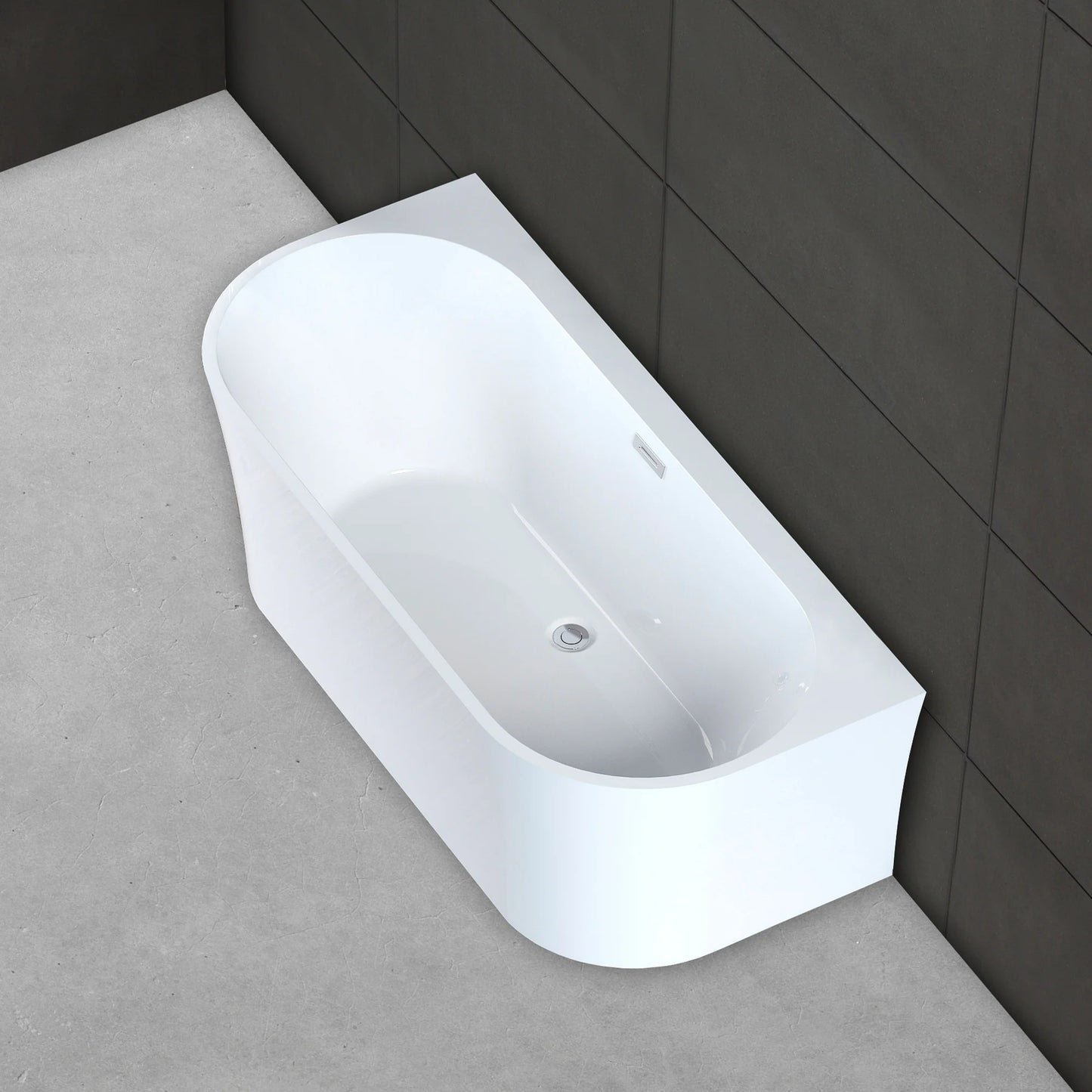 Baignoire semi-îlot murale Ruby 170 cm blanche Spalina – vue produit