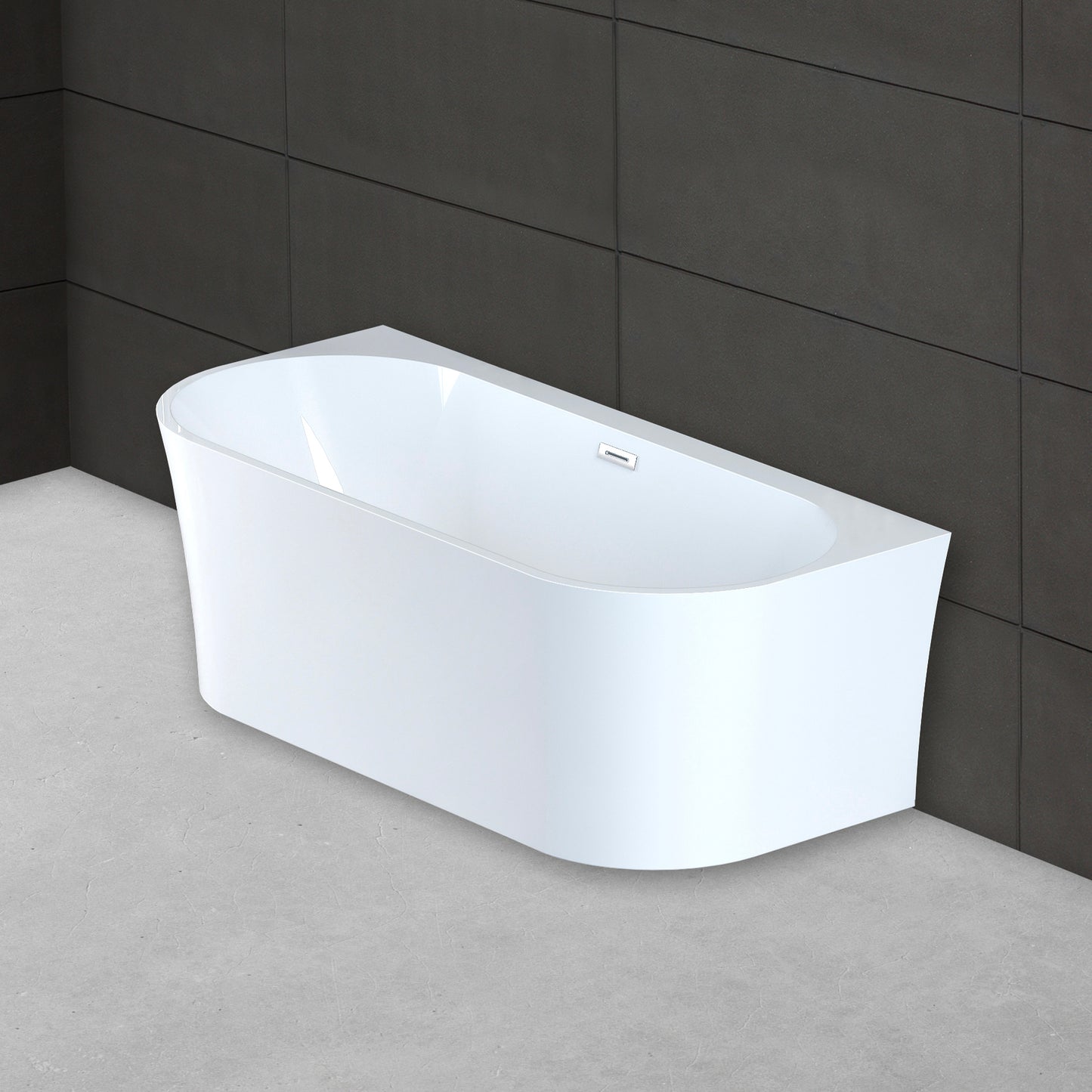 Baignoire semi-îlot murale blanche 170 cm Ruby / Back to wall half-freestanding bathtub white 170 cm Ruby / Bañera semi-exenta mural blanco 170 cm Ruby / Vasca freestanding a parete bianco 170 cm Ruby / Half vrijstaand bad wit 170 cm Ruby