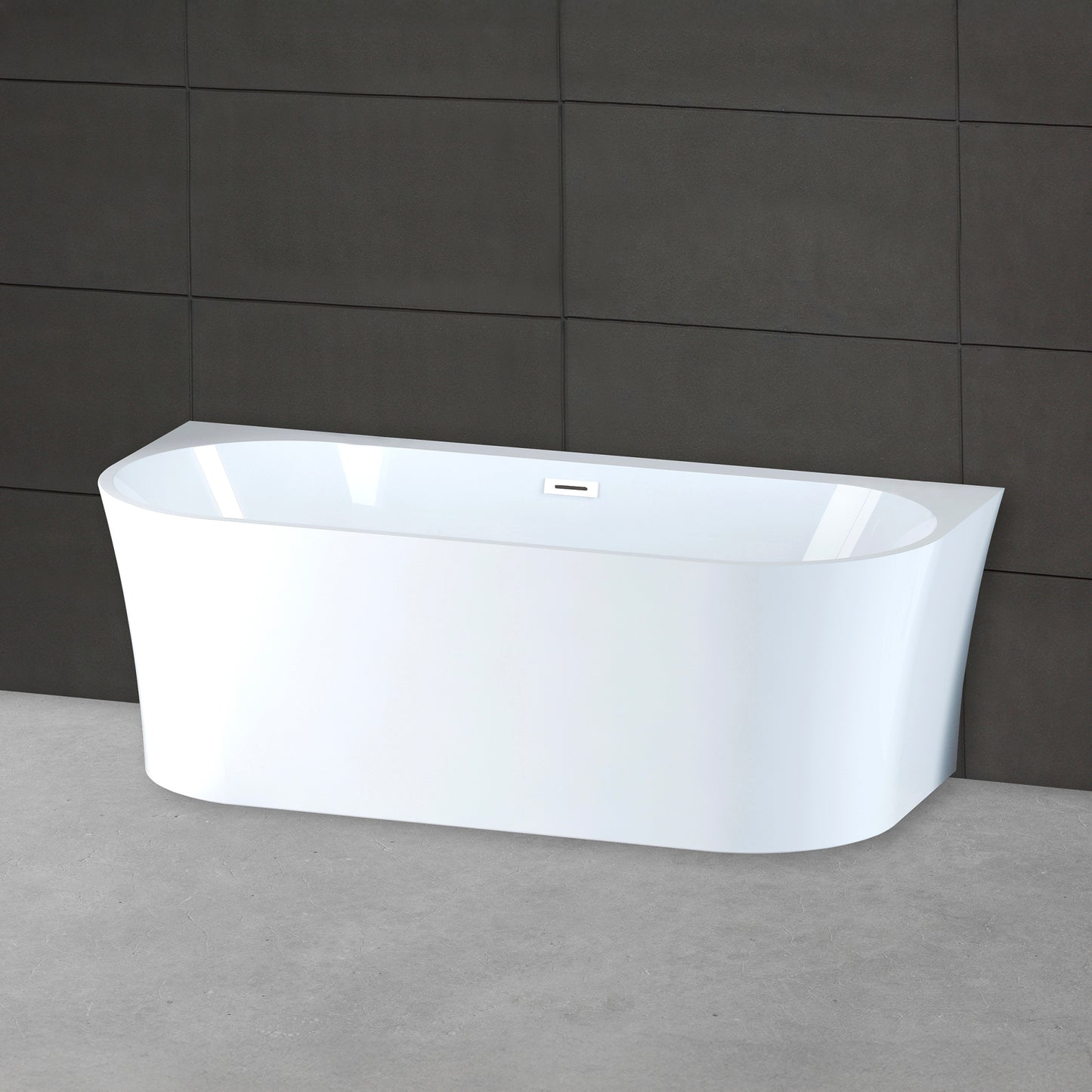 Baignoire semi-îlot murale blanche 170 cm Ruby / Back to wall half-freestanding bathtub white 170 cm Ruby / Bañera semi-exenta mural blanco 170 cm Ruby / Vasca freestanding a parete bianco 170 cm Ruby / Half vrijstaand bad wit 170 cm Ruby