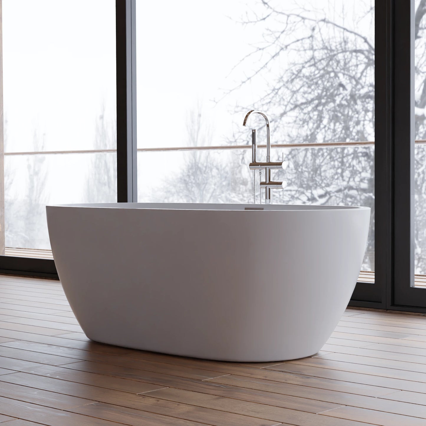 Baignoire îlot ovale Samba 160 cm blanche Spalina – vue produit